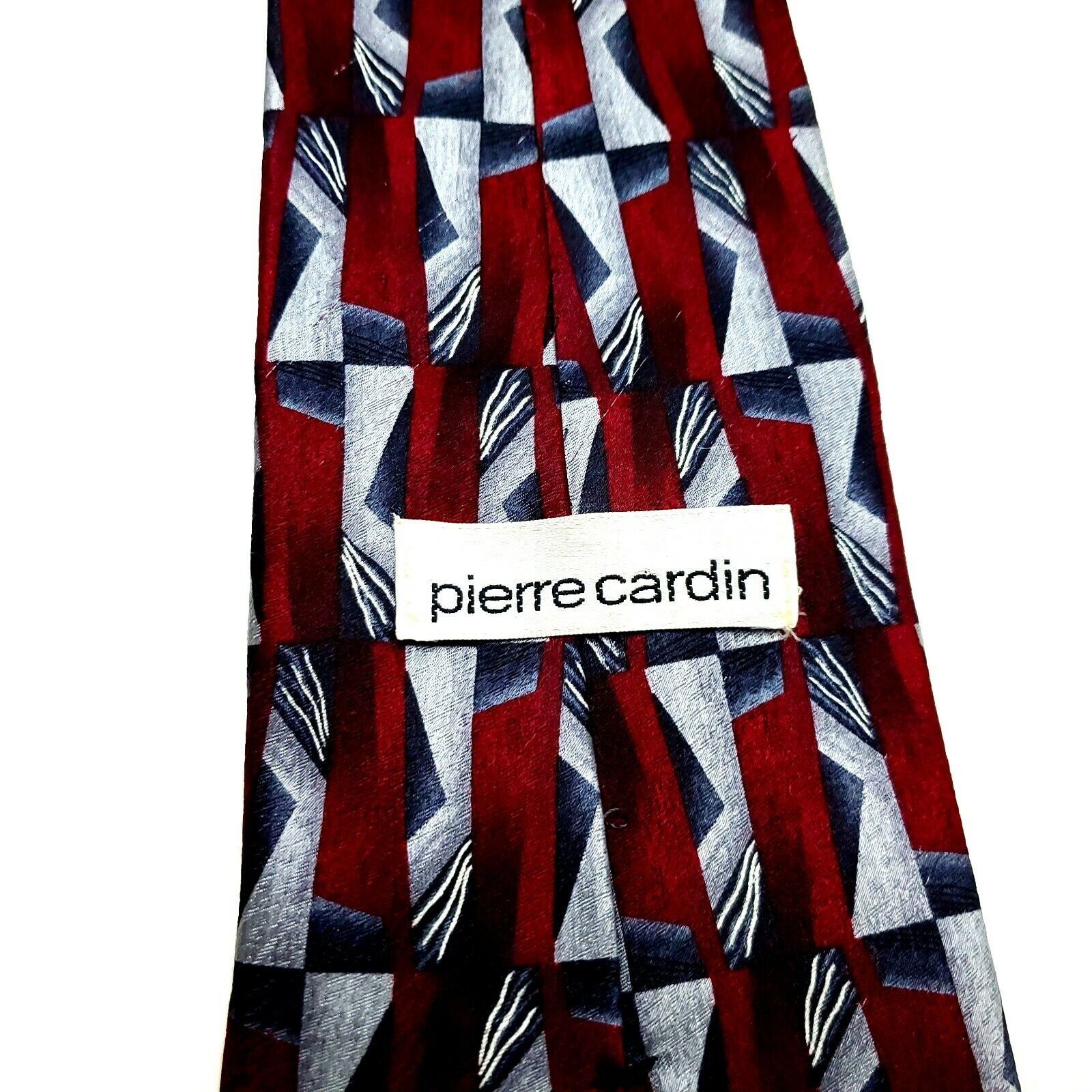 Pierre Cardin Pierre Cardin Silk Tie Print Red Geometric Wide Size ONE SIZE - 3 Thumbnail