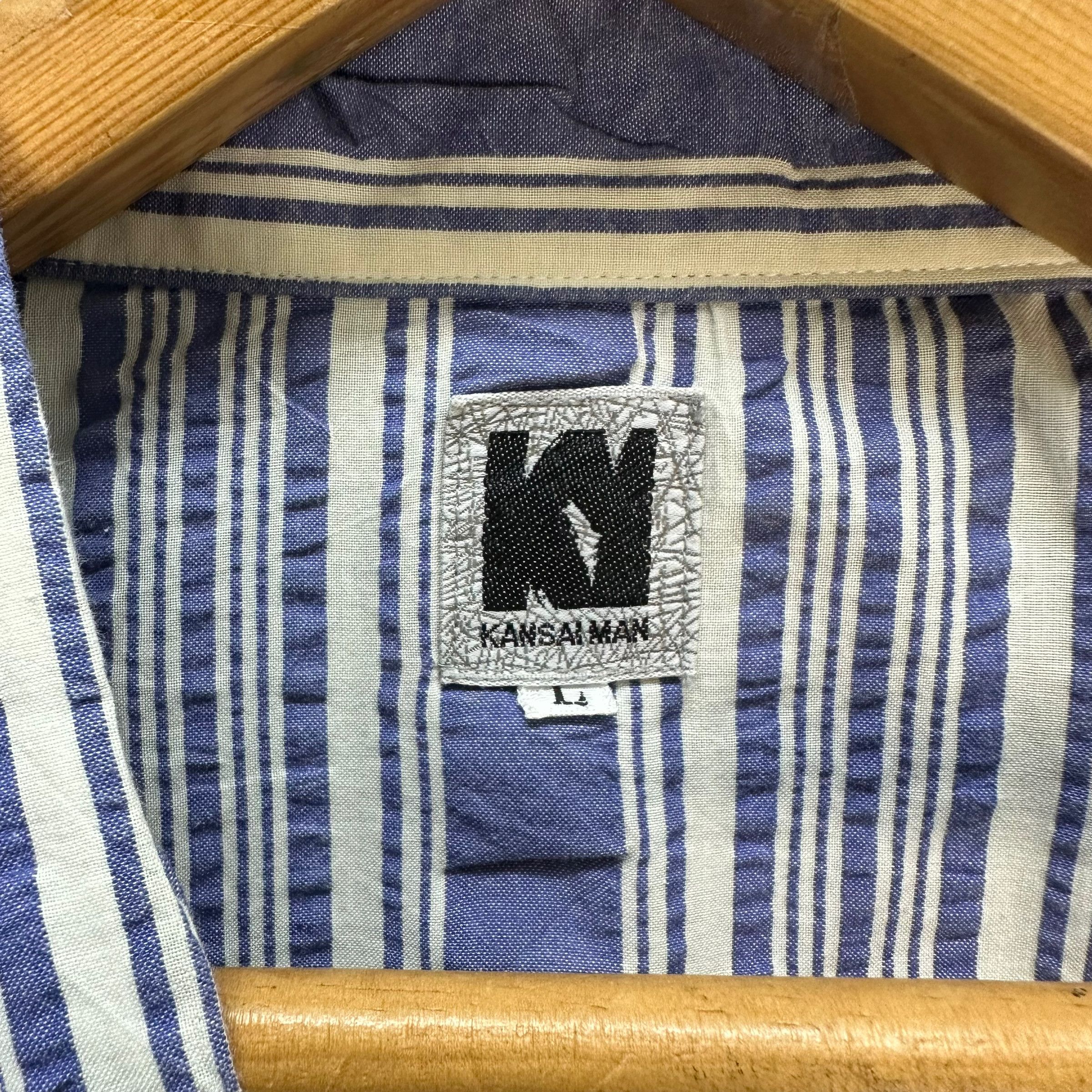 Kansai Yamamoto RARE🔥 VINTAGE KANSAI MAN STRIPED KIMONO JACKET #7558-153 Size US L / EU 52-54 / 3 - 10 Thumbnail