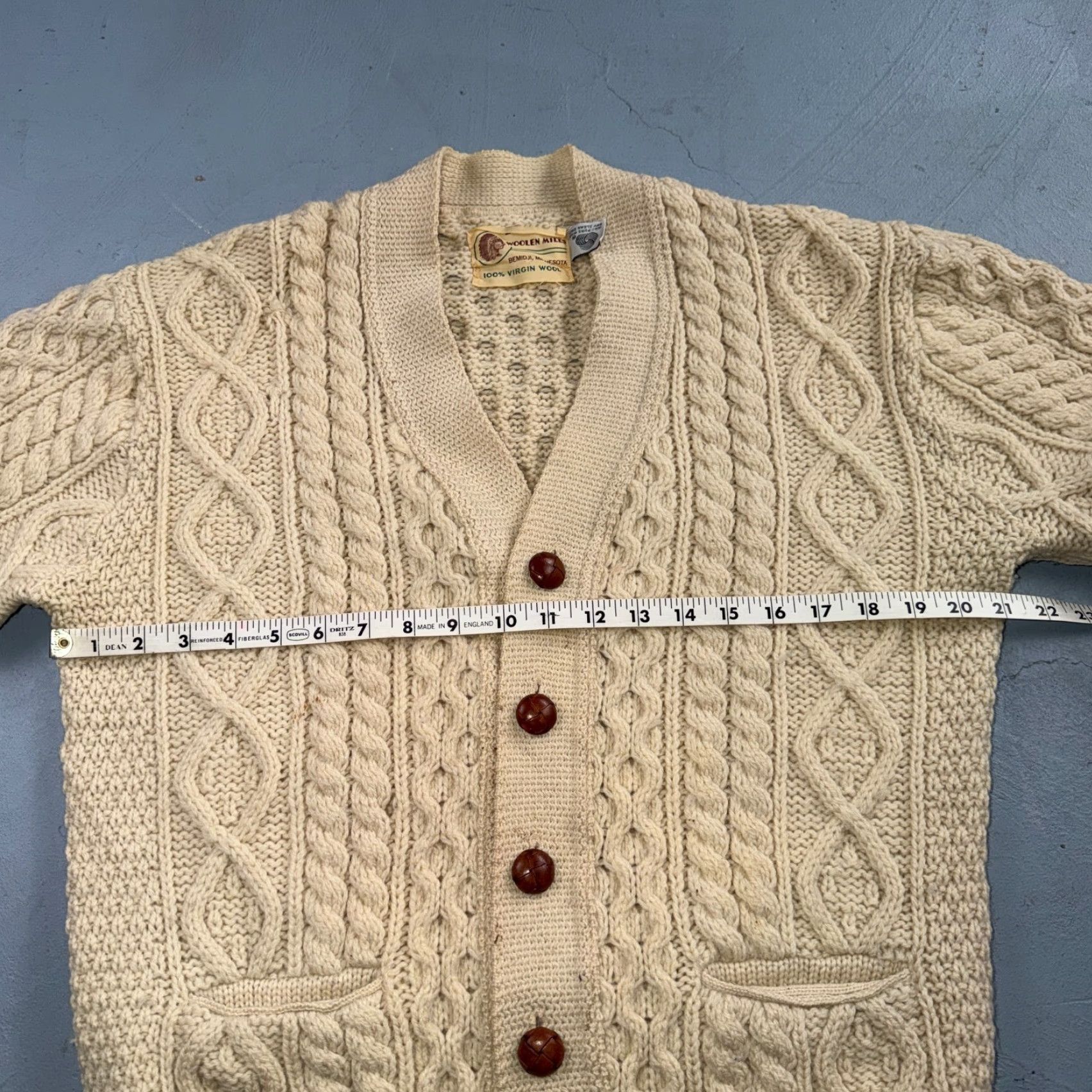 Vintage Bemidji Woolen Mills Yes Vintage Cardigan Crewneck? No — Actually: Bemidji VTG Woolen Mills Cream Cable Knit Cardigan Sweater Fisherman Boho 1970s Size US M / EU 48-50 / 2 - 4 Thumbnail