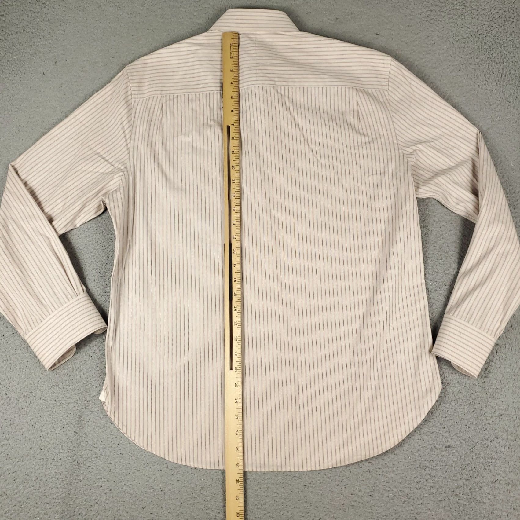 John Varvatos John Varvatos Shirt Mens 16 Beige Striped Dress Button Up Long Sleeve Size 42R - 4 Thumbnail