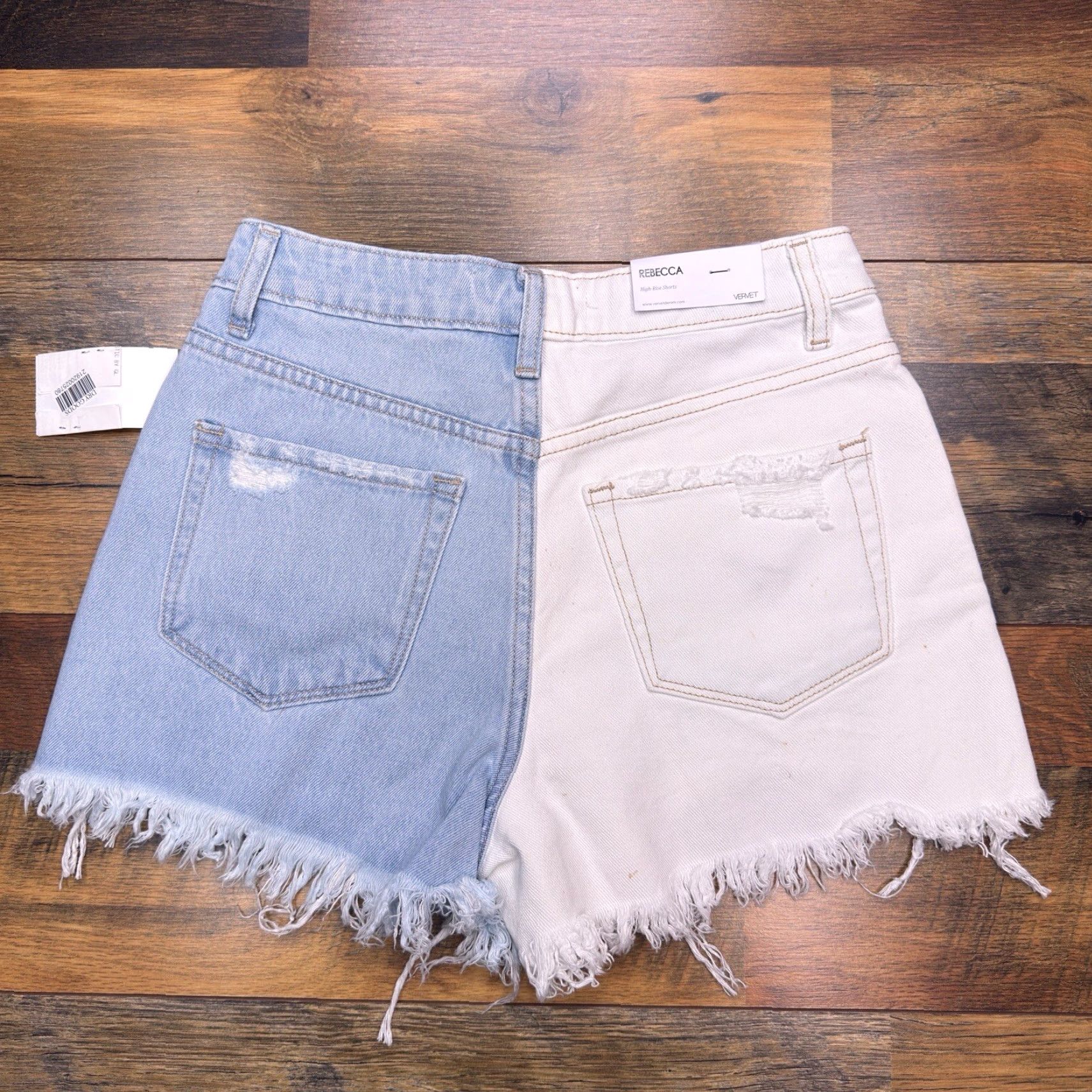 Denime Vervet Denim Cut-Off Shorts Womens XS Blue 100% Cotton Stretch Pocket 5-Pocket High Rise Button Zip Regular Bohemian Summer/Travel/Casual New Size 26" / US 2 / IT 38 - 2 Thumbnail