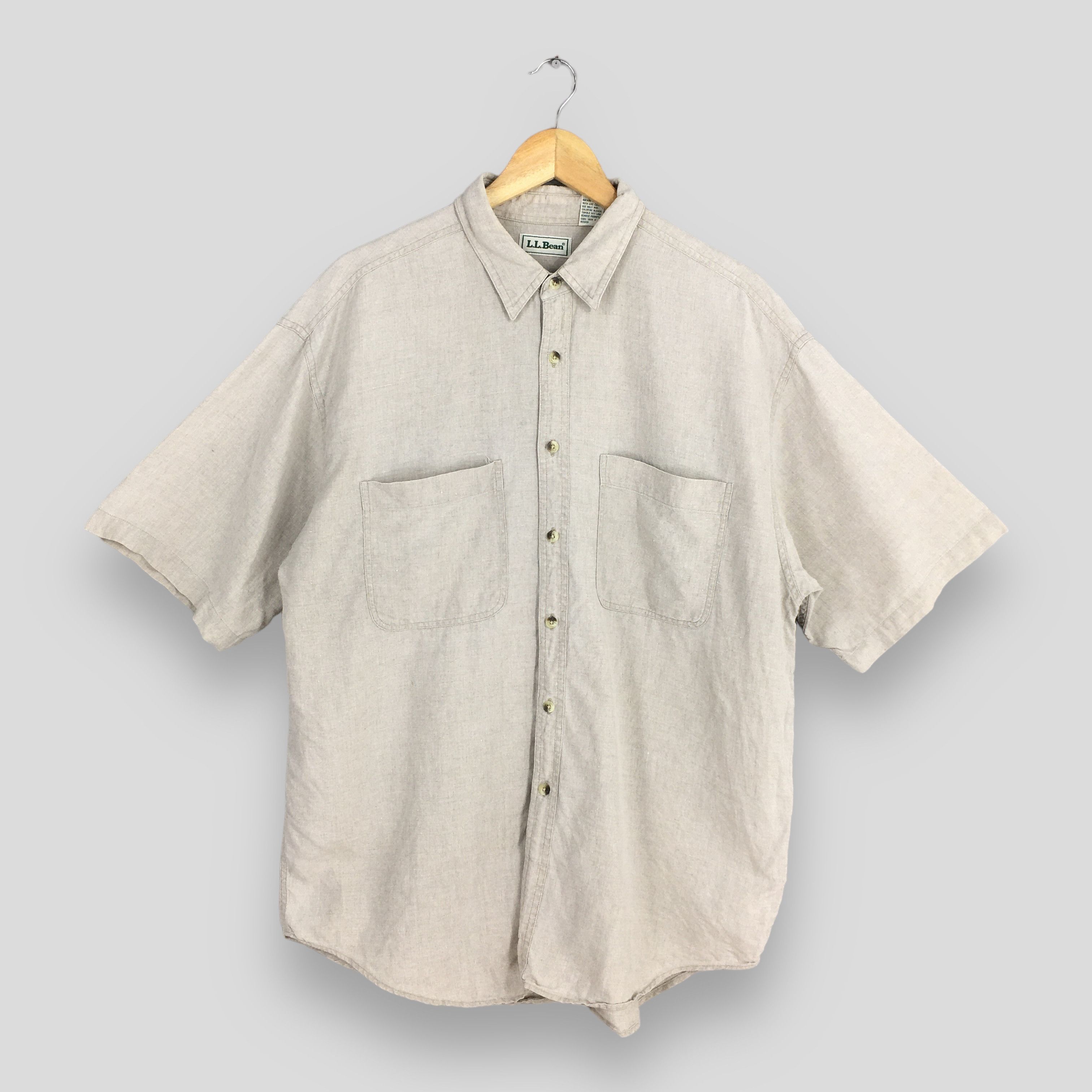 Vintage 90's LL Bean Plain Linen Oxfords Button Shirt Large
