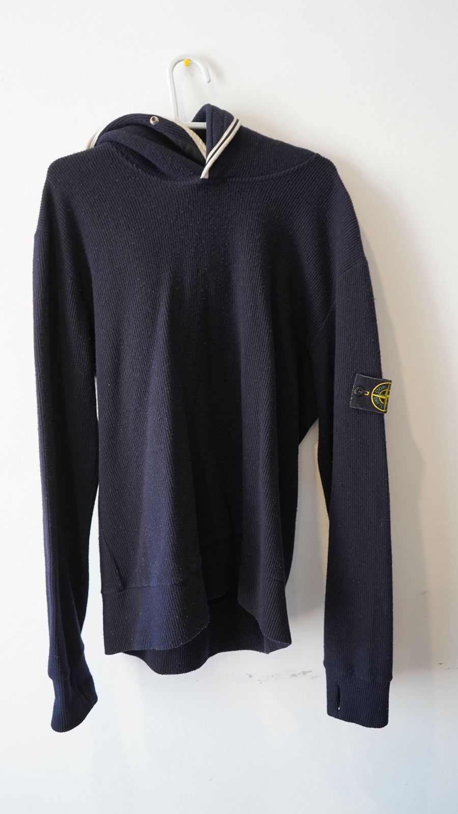 Stone Island Navy Stone Island Knitted Hoodie with Buttoned Hood Size US M / EU 48-50 / 2 - 1 Thumbnail