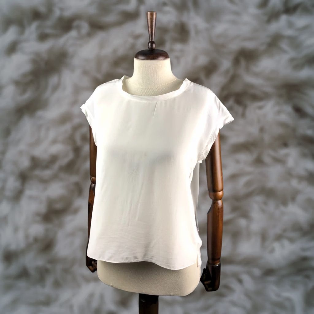 Sandro Sandro Blouse Women's Regular Size 2 White Cap Sleeve Round Neck Casual Basic Vintage: No, Regular, White, Sandro, Blouse Size XS / US 0-2 / IT 36-38 - 1 Thumbnail