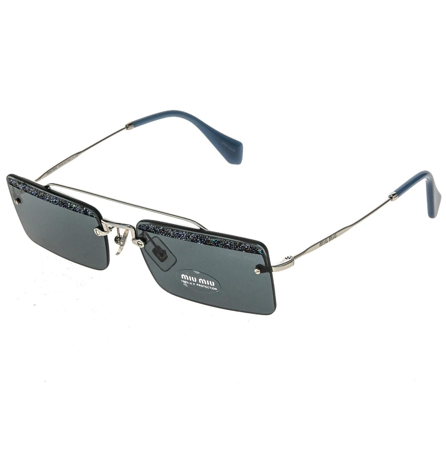 Miu Miu MIU MIU SOCIETE MU59TS 59T Blue Silver Square Sunglasses Size ONE SIZE - 8 Thumbnail