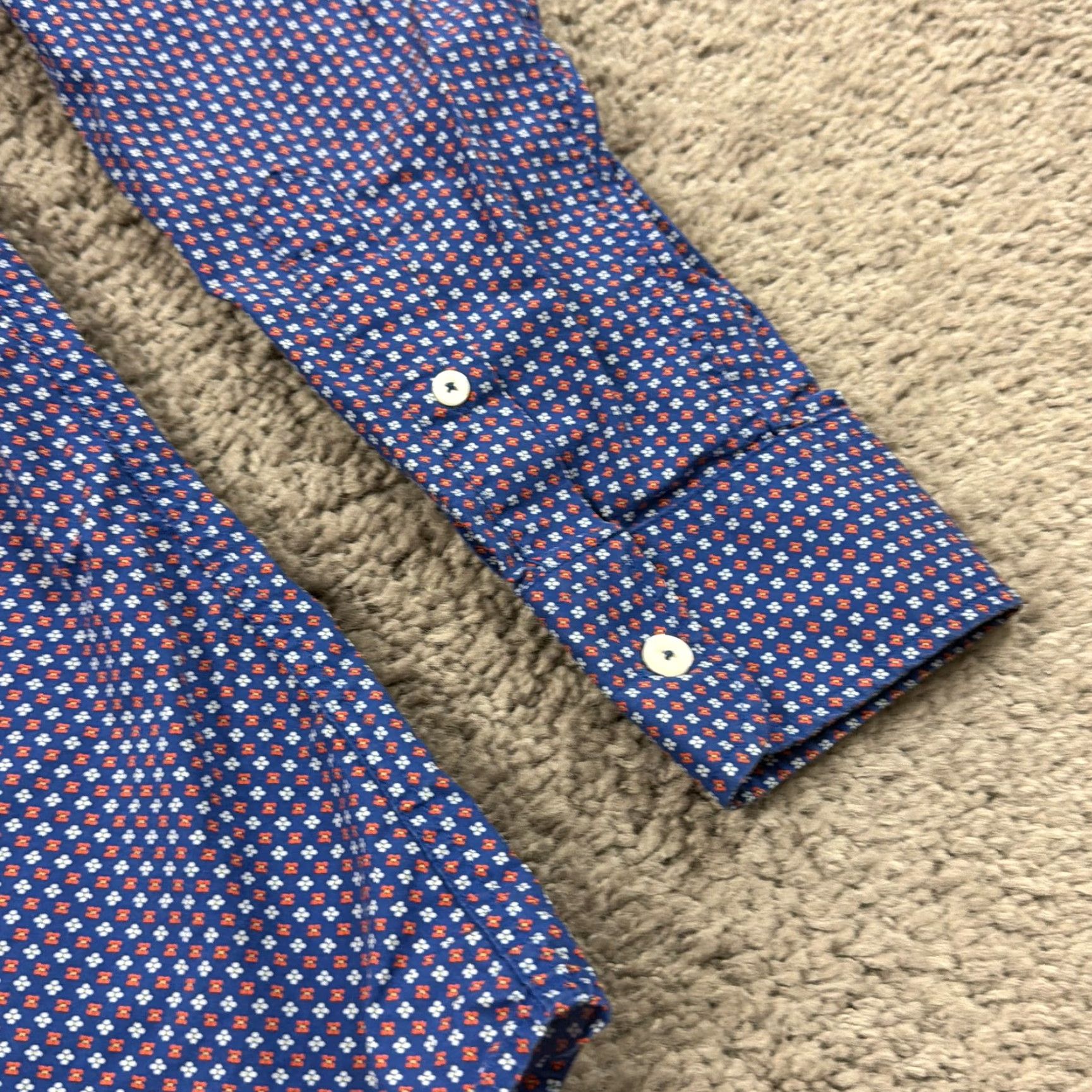 UNTUCKit UNTUCKit Shirt Mens M Blue Floral Button Up Long Sleeve Pockets Cotton Ruyilly Size US M / EU 48-50 / 2 - 3 Thumbnail