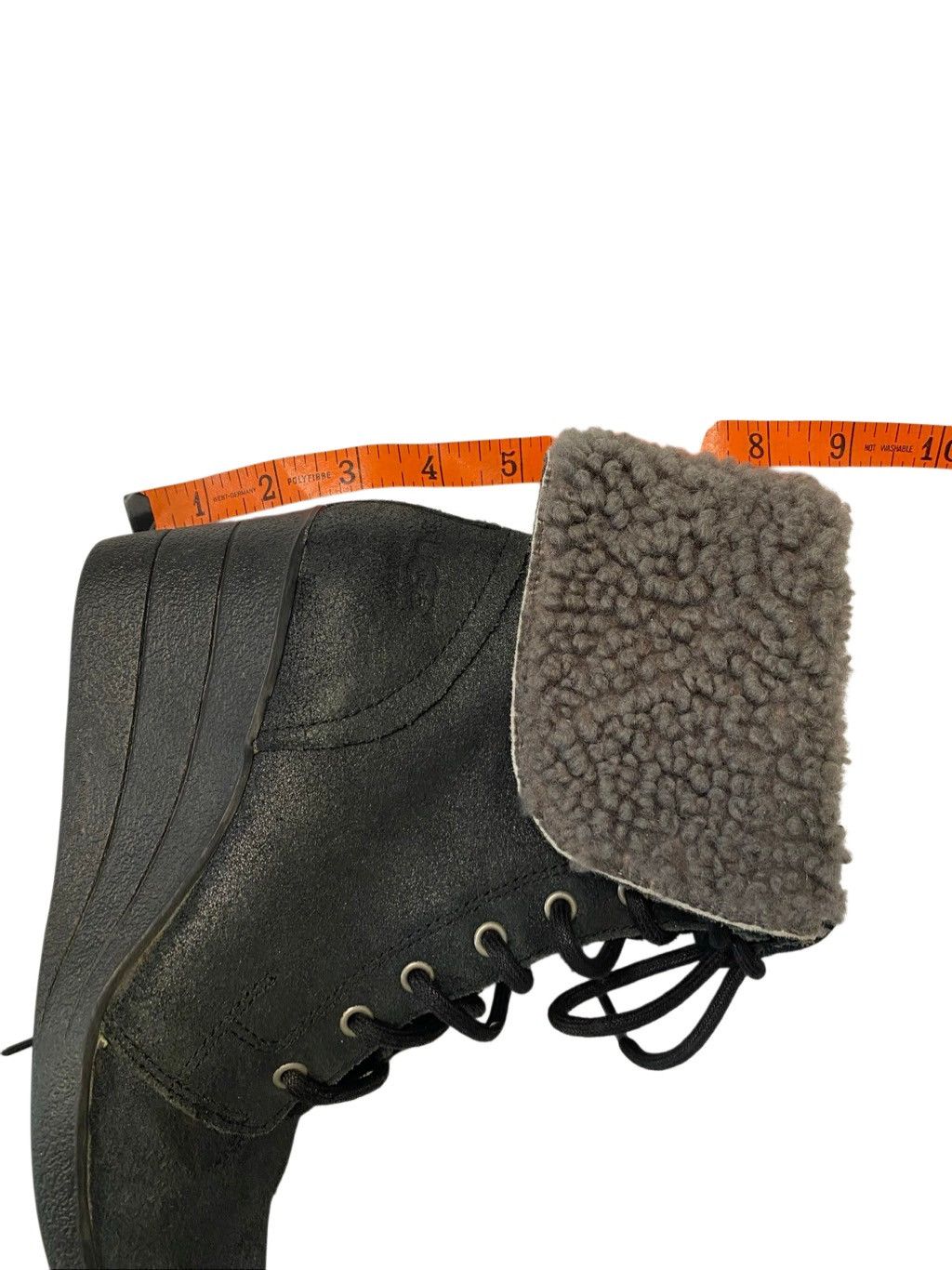 Ugg UGG Black Waterproof Wedge Lace Up Shearling Winter Boots Size US 7 / IT 37 - 11 Thumbnail
