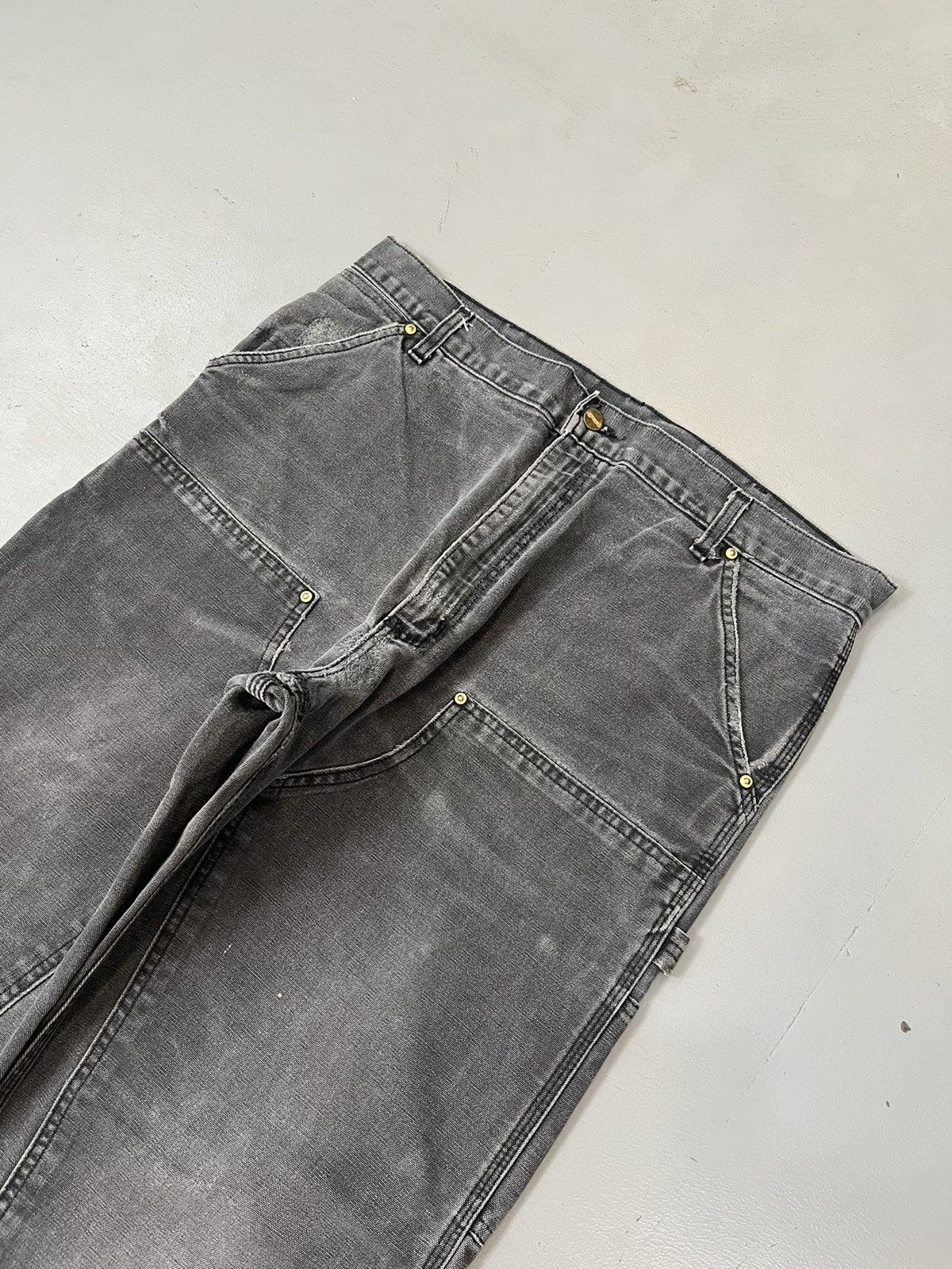 Carhartt × Vintage Sun faded Carhartt B01 BLK double knee denim Size US 37 - 1 Thumbnail