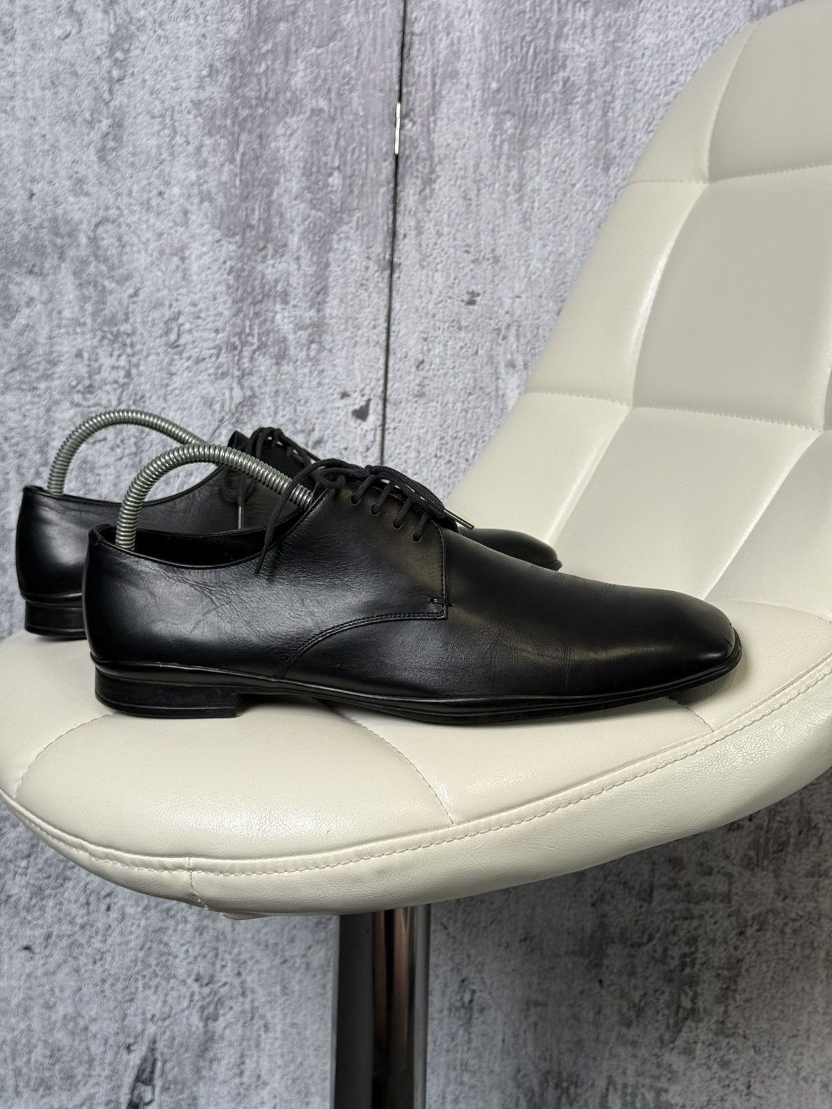 Prada PRADA Men’s Black Leather Lace Up Dress Derby Dress Shoes Size US 8.5 / EU 41-42 - 8 Thumbnail