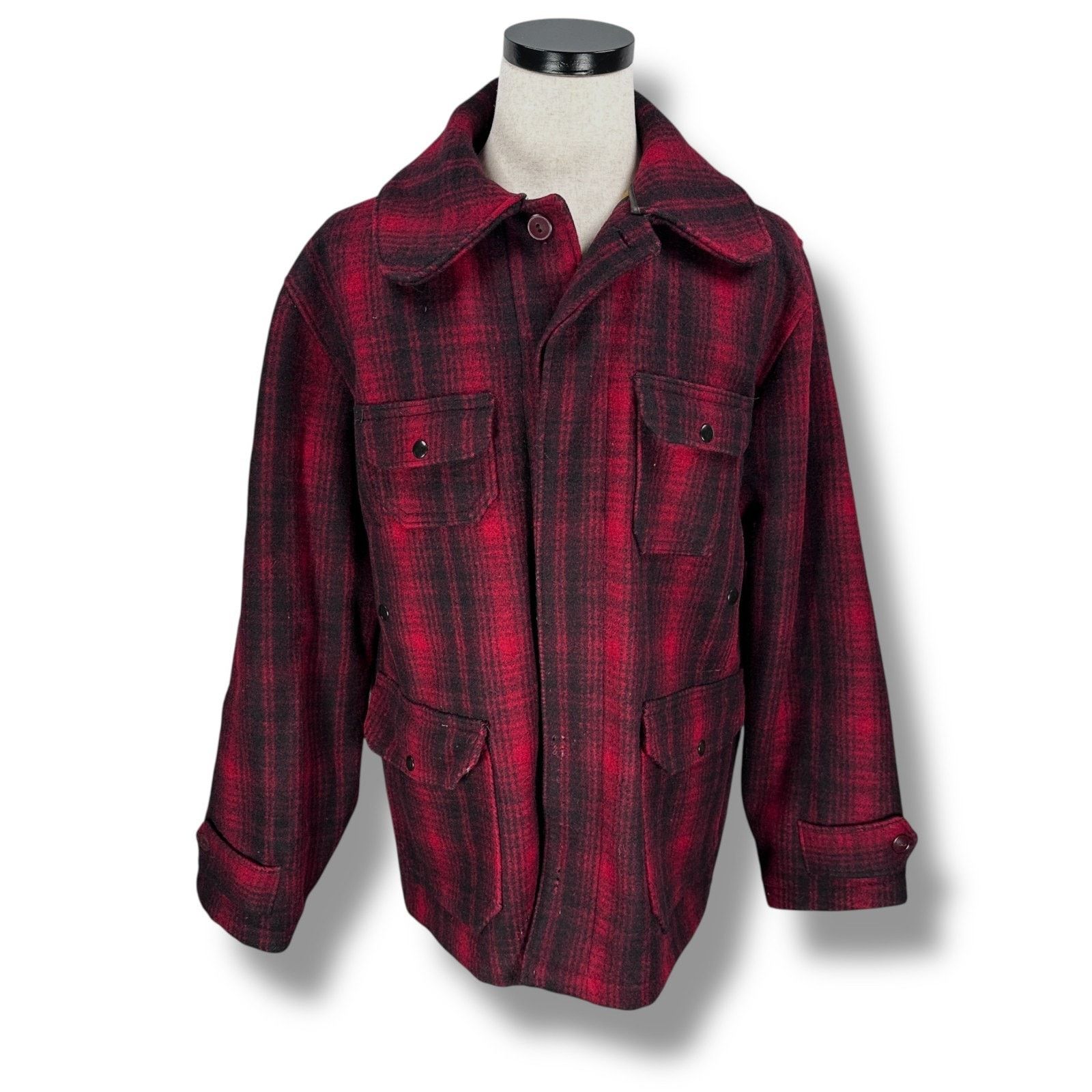 & Other Stories Vintage Woolrich Jacket Men’s 44 Red Black Plaid Wool Coat Size US L / EU 52-54 / 3 - 1 Thumbnail
