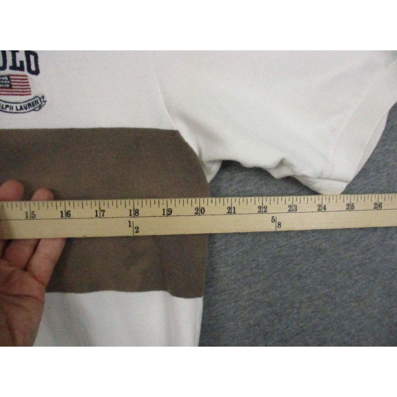 Polo Ralph Lauren VINTAGE Polo Ralph Lauren Shirt Polo M White Logo Flag Brown Size US M / EU 48-50 / 2 - 6 Thumbnail