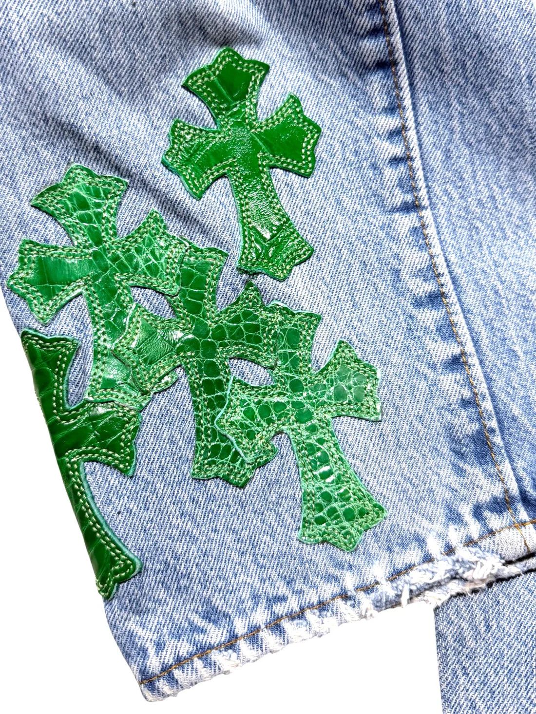 Chrome Hearts Green Alligator Cross Patch Levis 501 Jeans Size 29" - 5 Thumbnail