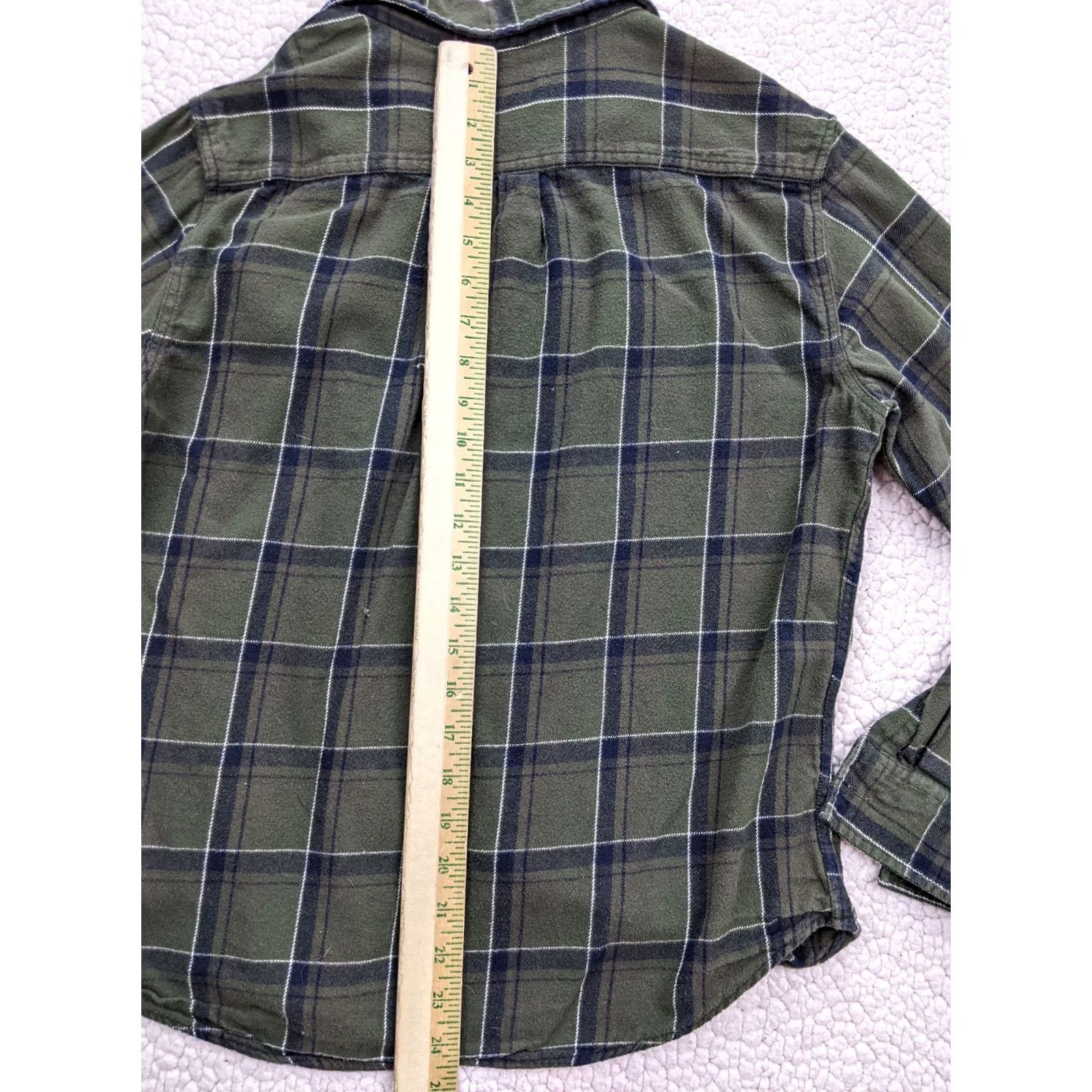 Vintage Matix Mens M Green Black White Flannel Shirt Plaid Cotton Spred Collar Button-Up Size US M / EU 48-50 / 2 - 5 Thumbnail