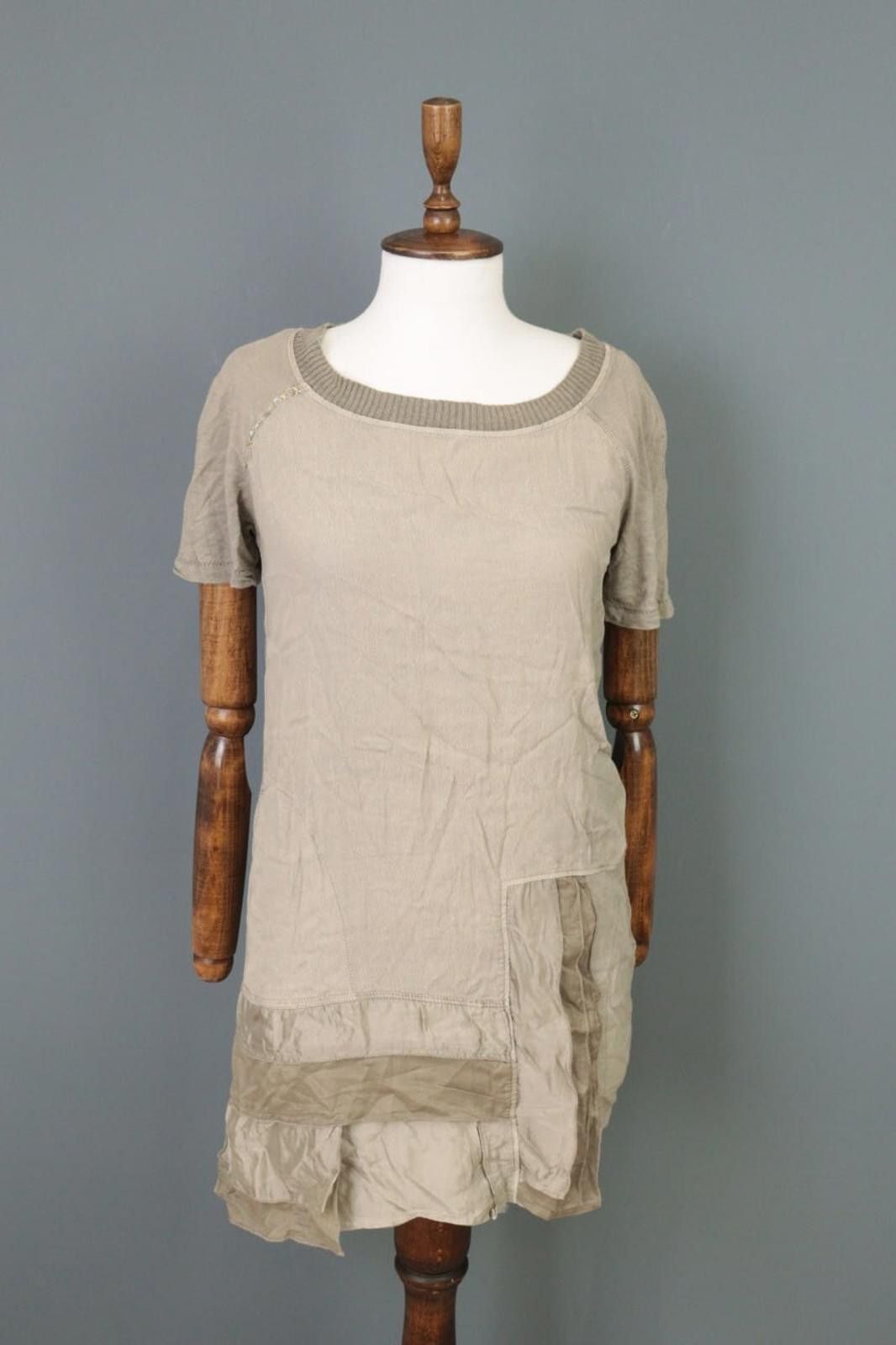 Designer Elisa Cavaletti Sono Italiano BrownShort Blouson Dress Size L / US 10 / IT 46 - 1 Thumbnail