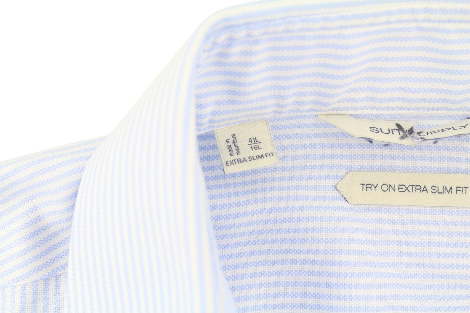 Suitsupply TRY ON XS 41L/16L Pinstriped Cutaway Shirt 86180 Size 42R - 6 Thumbnail