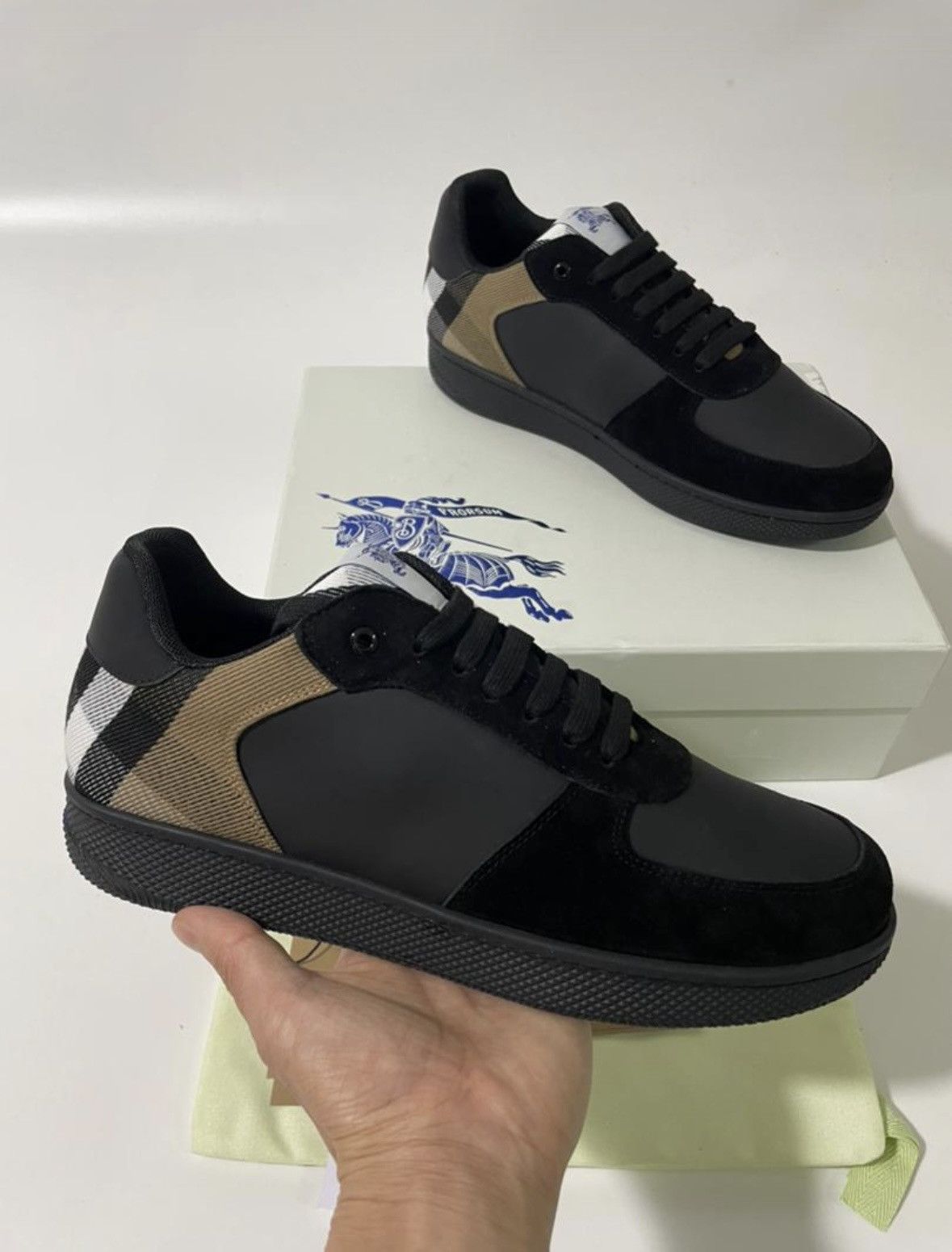 Burberry Burberry Low-Top Sneakers – Check Panel – Black – OG All Size US 9.5 / EU 42-43 - 6 Thumbnail