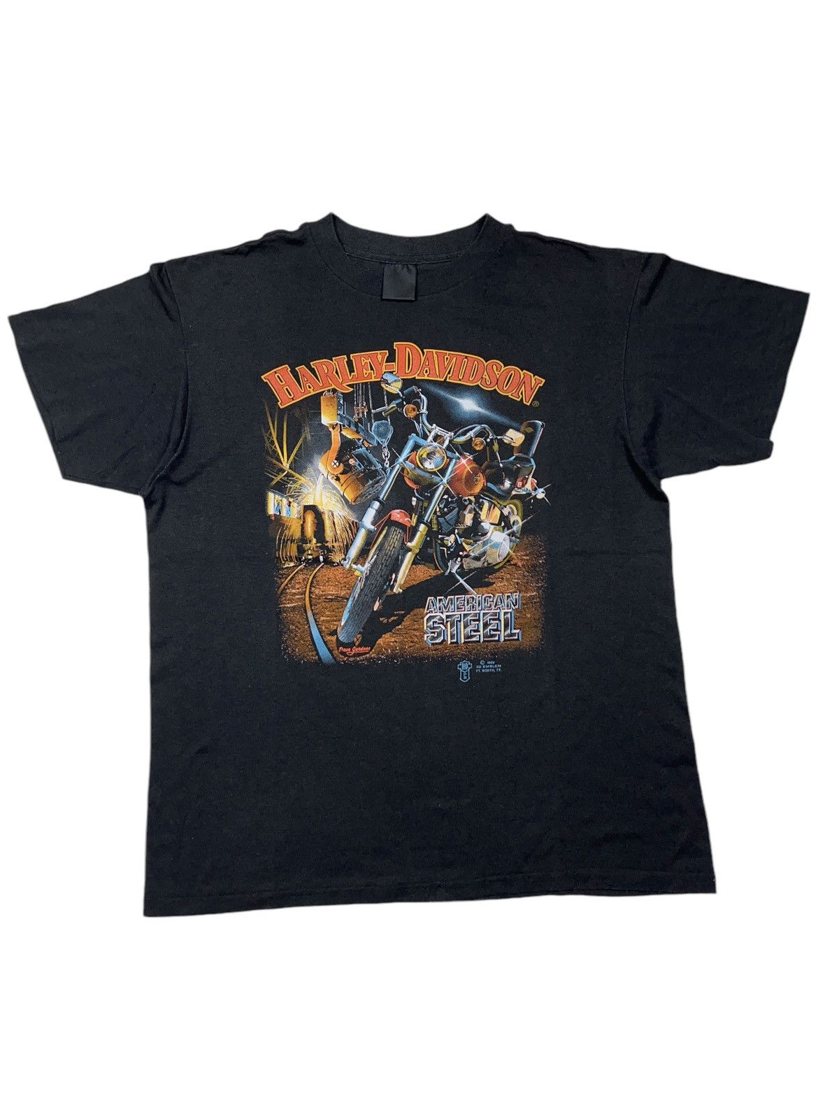 Harley Davidson × Vintage Vintage 1988 Harley Davidson American Steel 3D Emblem Shirt Size US L / EU 52-54 / 3 - 1 Thumbnail