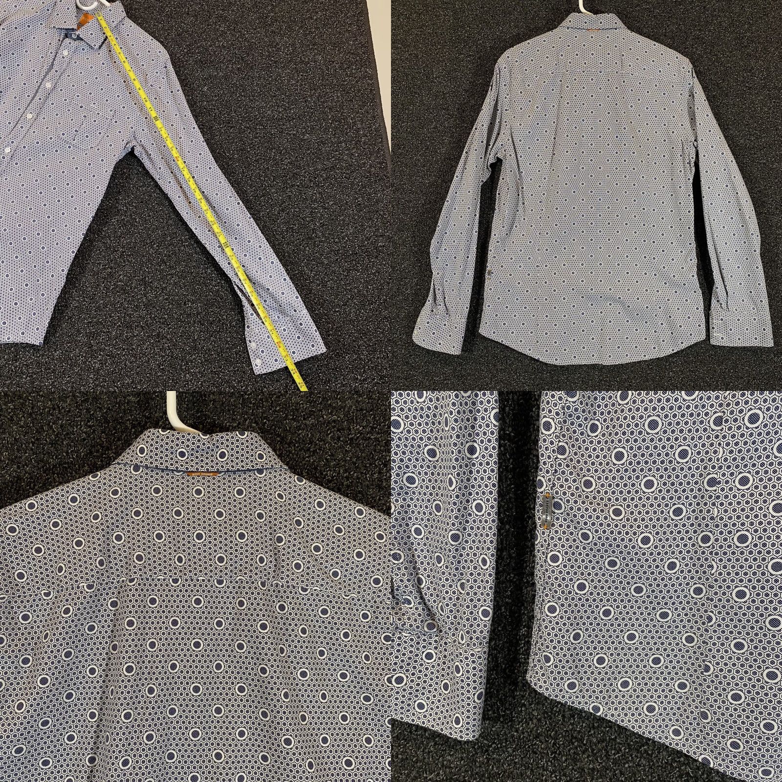Hugo Boss HUGO BOSS Orange Shirt Mens Large Slim Fit White Blue Button Up L/S Circle Shirt Button-Up Slim Fit Mens White Blue HUGO BOSS Mens Shirts Size US L / EU 52-54 / 3 - 8 Thumbnail