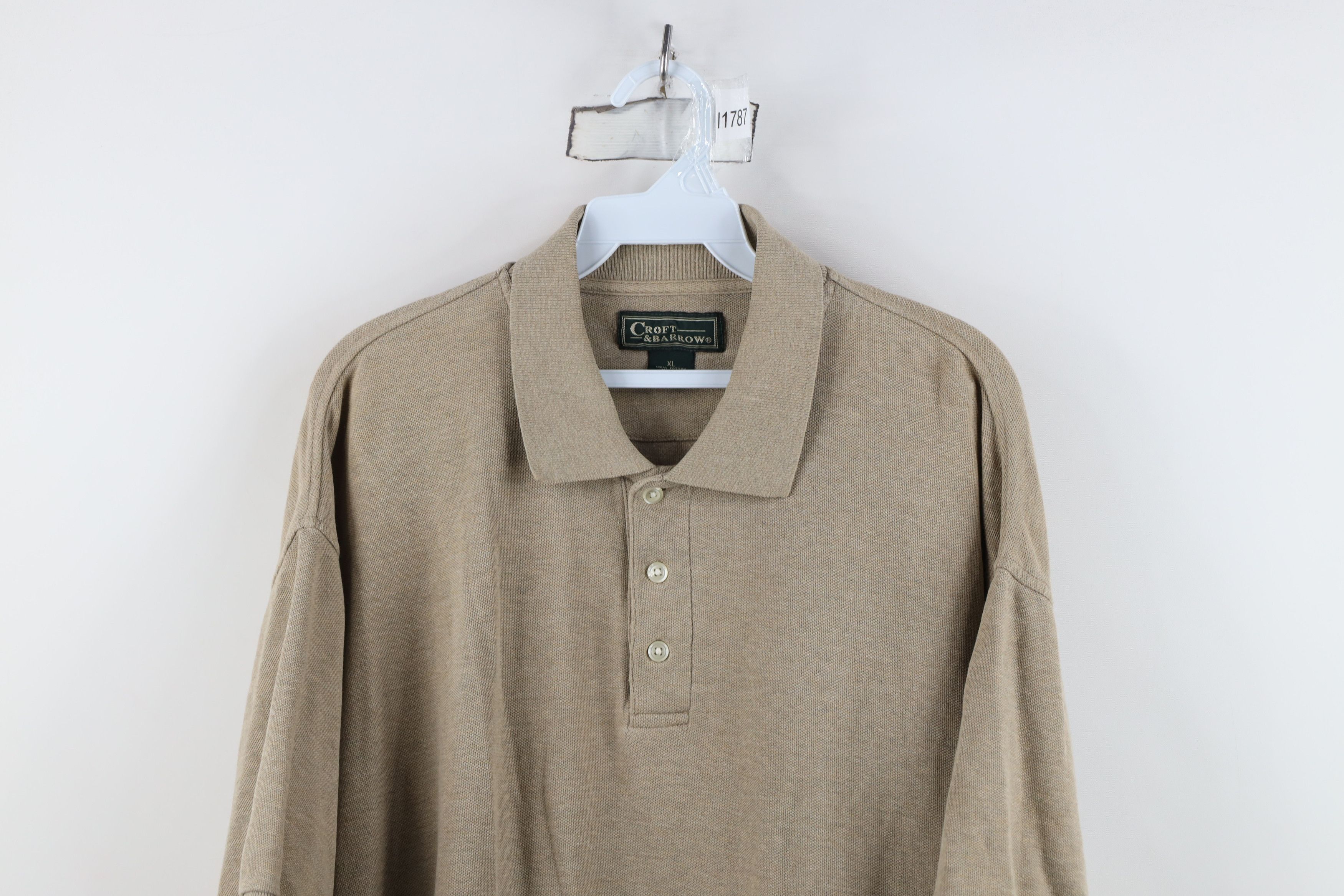 Vintage Vintage 90s Y2K Streetwear Blank Cotton Knit Golf Polo Beige Size US XL / EU 56 / 4 - 2 Thumbnail