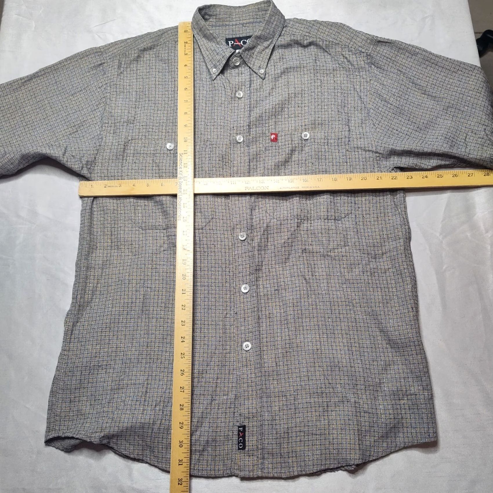 Vintage VINTAGE Paco Jeans Co Men Shirt Button-Down Check Gray Blue Rayon Blend Short Sleeve Medium Size US M / EU 48-50 / 2 - 7 Thumbnail
