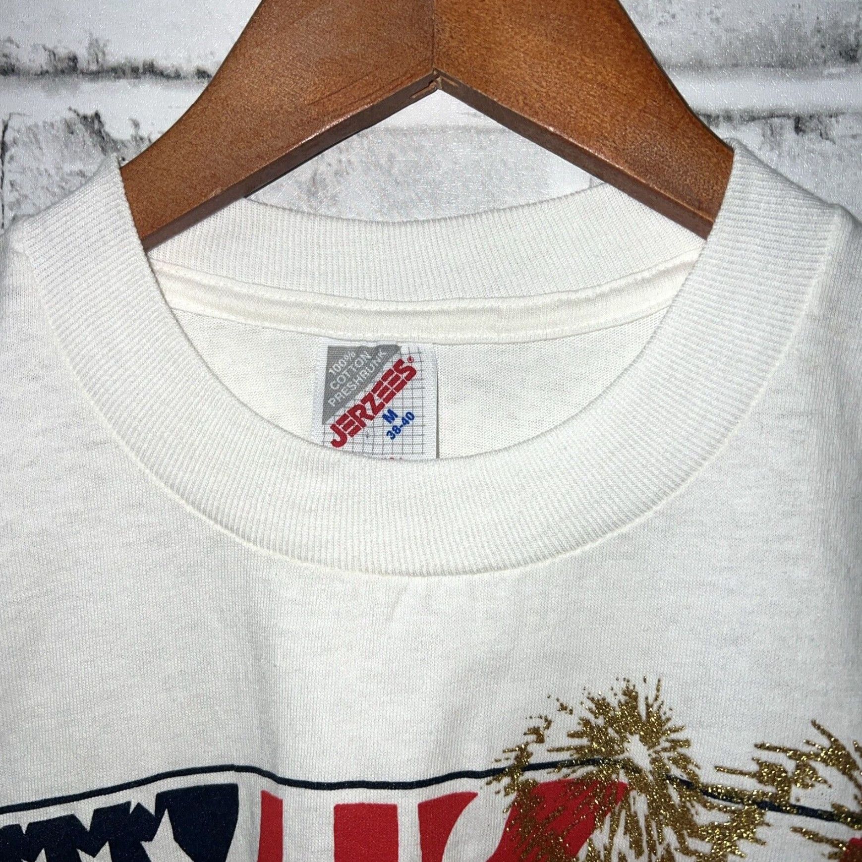 Jerzees VINTAGE Jerzees USA Fireworks T-Shirt Mens Medium White Size US M / EU 48-50 / 2 - 2 Thumbnail