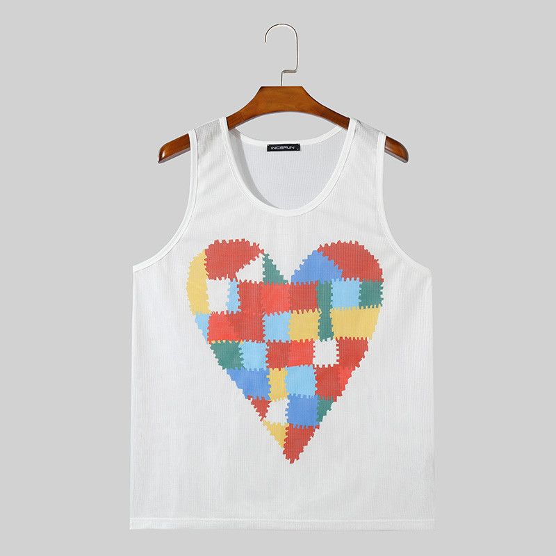 Japanese Brand × Vintage Patch Printed Polyester Heart Tank Top A007 Size US L / EU 52-54 / 3 - 2 Thumbnail