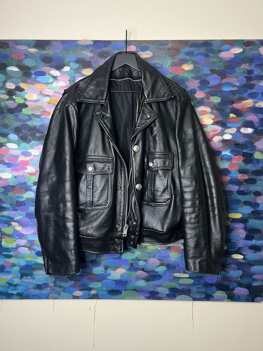 Vintage leather police outlet jacket