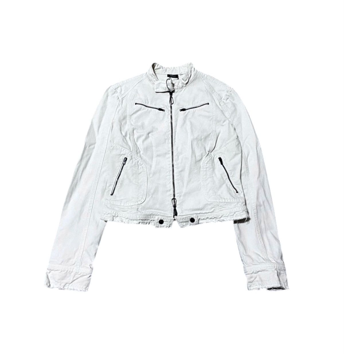 Versace Jeans Couture Jeans Couture VJC Milky White Multi Pocket Zip Denim Jacket Size L / US 10 / IT 46 - 1 Thumbnail