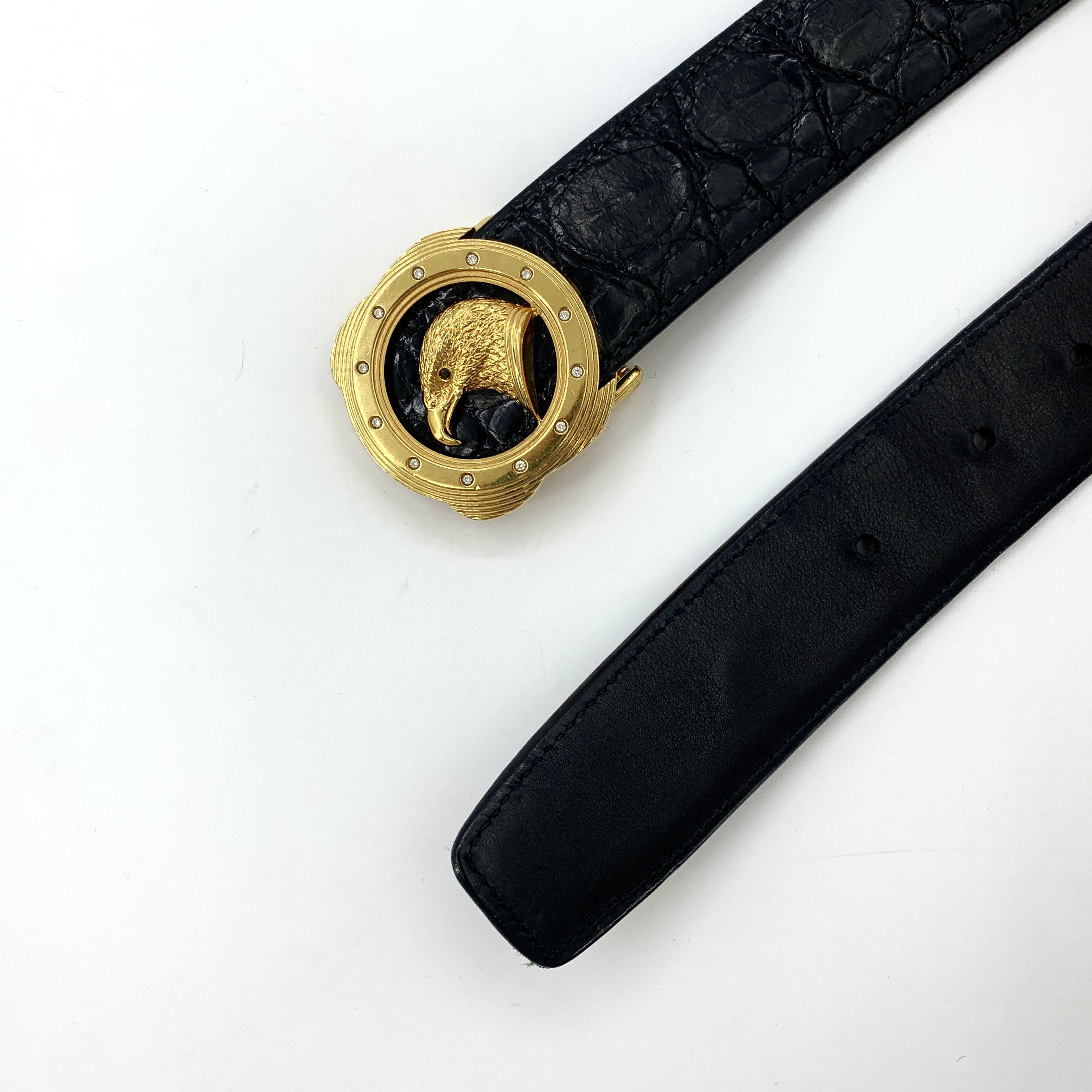 Stefano Ricci Stefano Ricci Black Crocodile Leather Eagle Belt (107×4cm) Size ONE SIZE - 6 Thumbnail