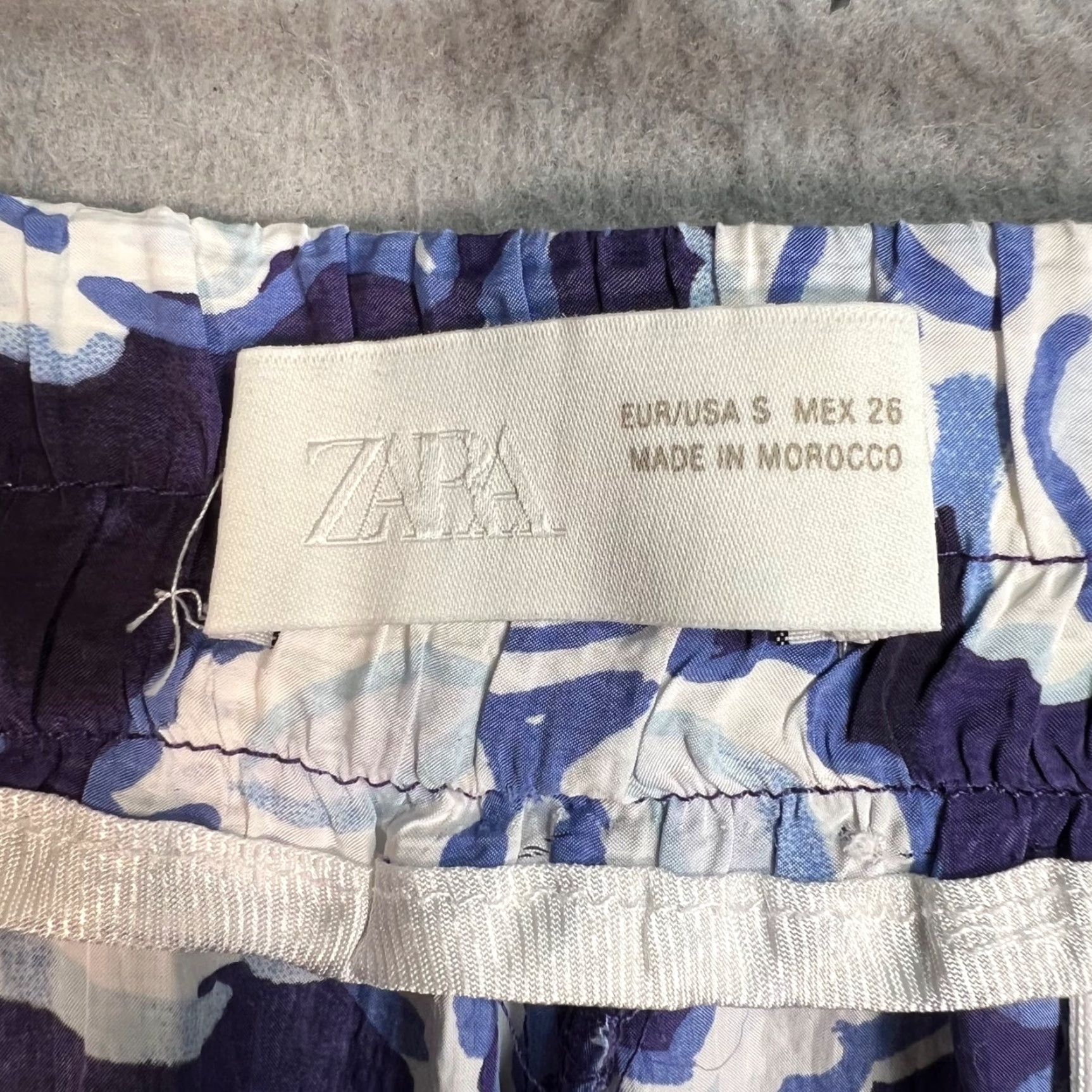 Zara Zara Womens Size Small Floral Wide-Leg Pants Blue & White Size 28" / US 6 / IT 42 - 3 Thumbnail