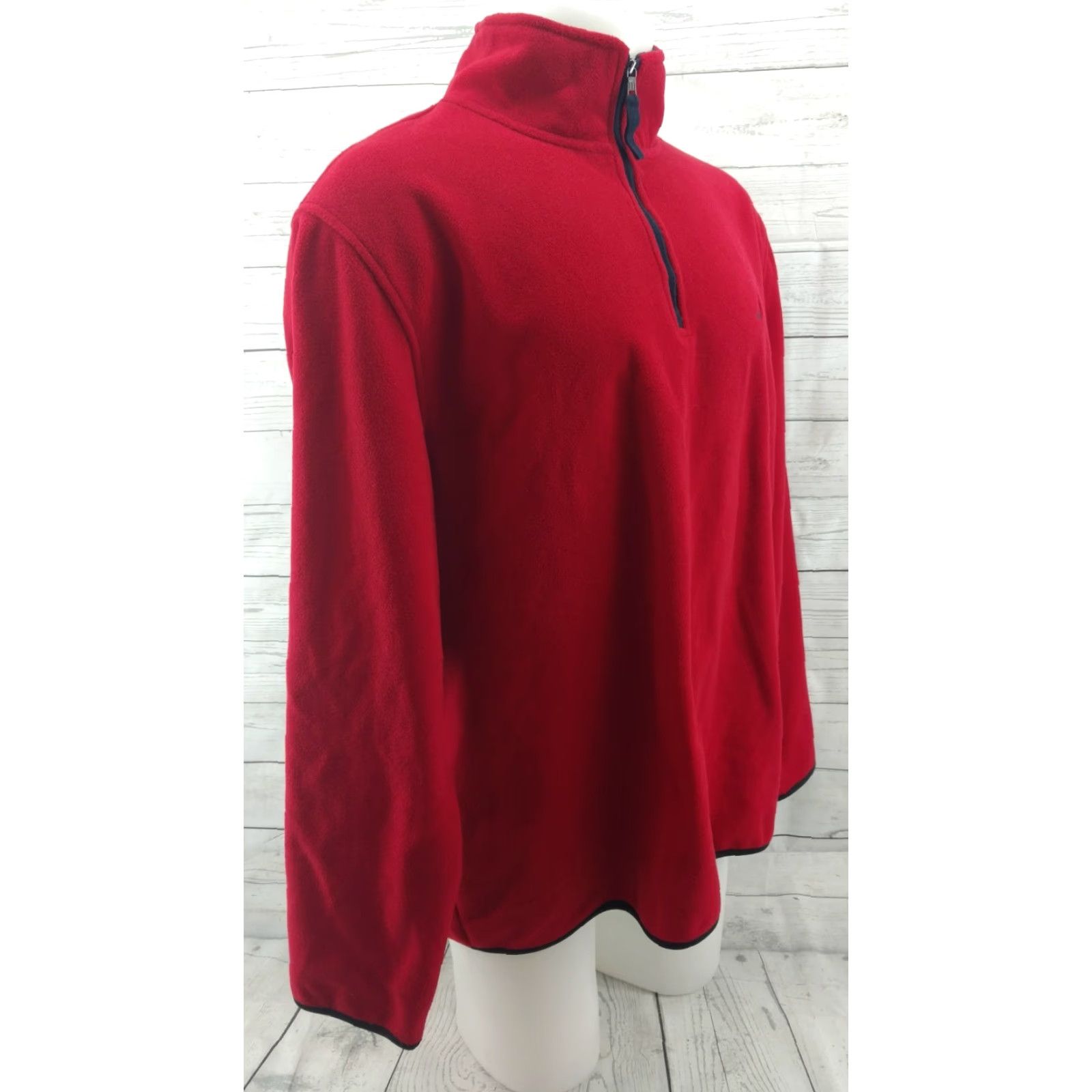 Nautica Nautica Men's Red 1/4 Zip Fleece Polyester Sweater XL Shirt Size US XL / EU 56 / 4 - 3 Thumbnail