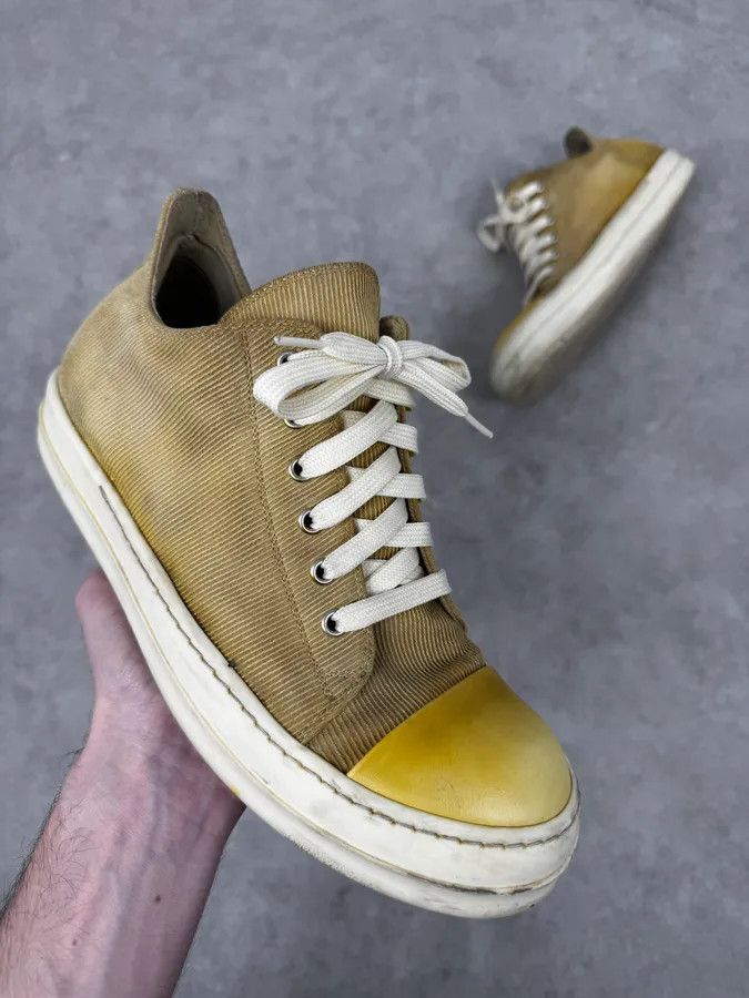 Rick Owens Rick Owens Ramones Yellow Low Corduroy Sneakers Size US 7 / EU 40 - 1 Thumbnail