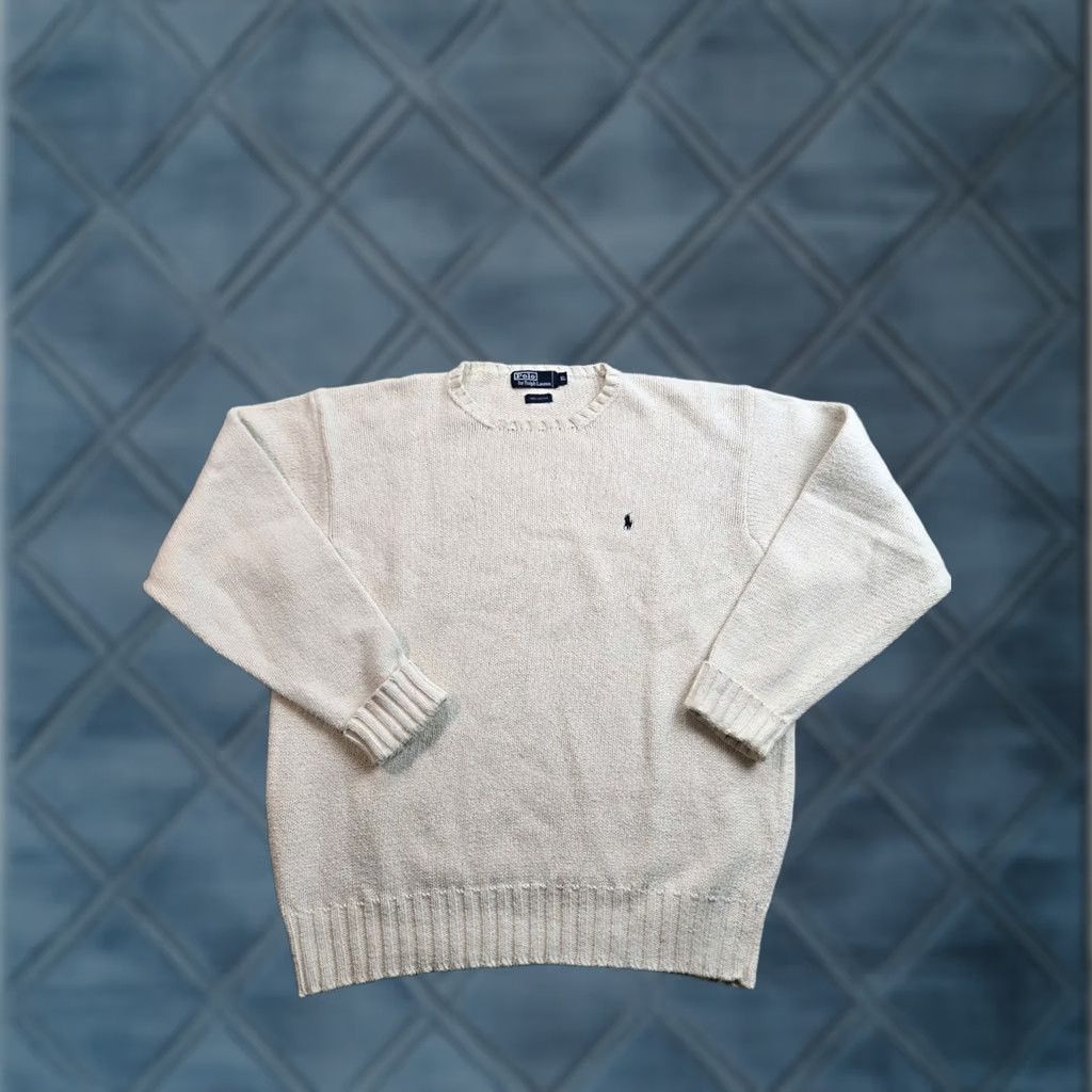 Polo Ralph Lauren VINTAGE Polo Ralph Lauren Sweater Mens XL Beige Crewneck Pullover Cotton 90s Size US XL / EU 56 / 4 - 1 Thumbnail