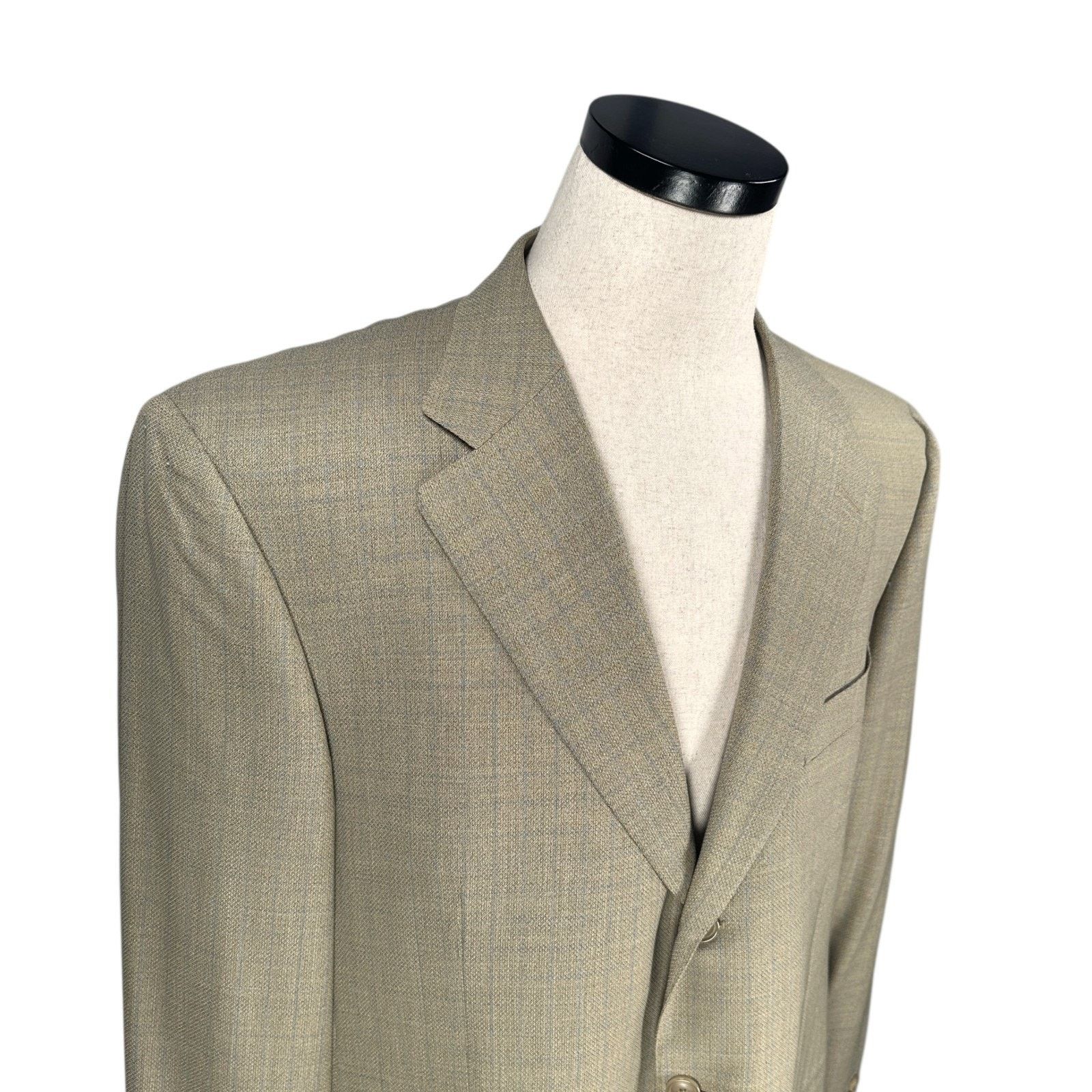 Ermenegildo Zegna Ermenegildo Zegna Blazer Jacket Men 44R Beige Widowpane Wool Size 44R - 2 Thumbnail