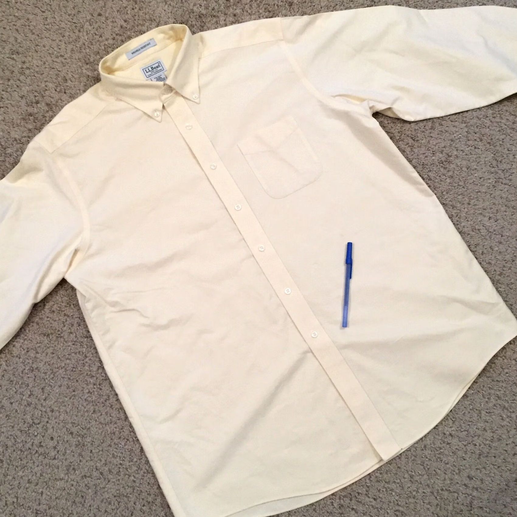 Vintage LL Bean Shirt Mens 17 Yellow Long Sleeve Button-Down Collared Wrinkle Resistant Button-Up Shirt Size US XL / EU 56 / 4 - 5 Thumbnail