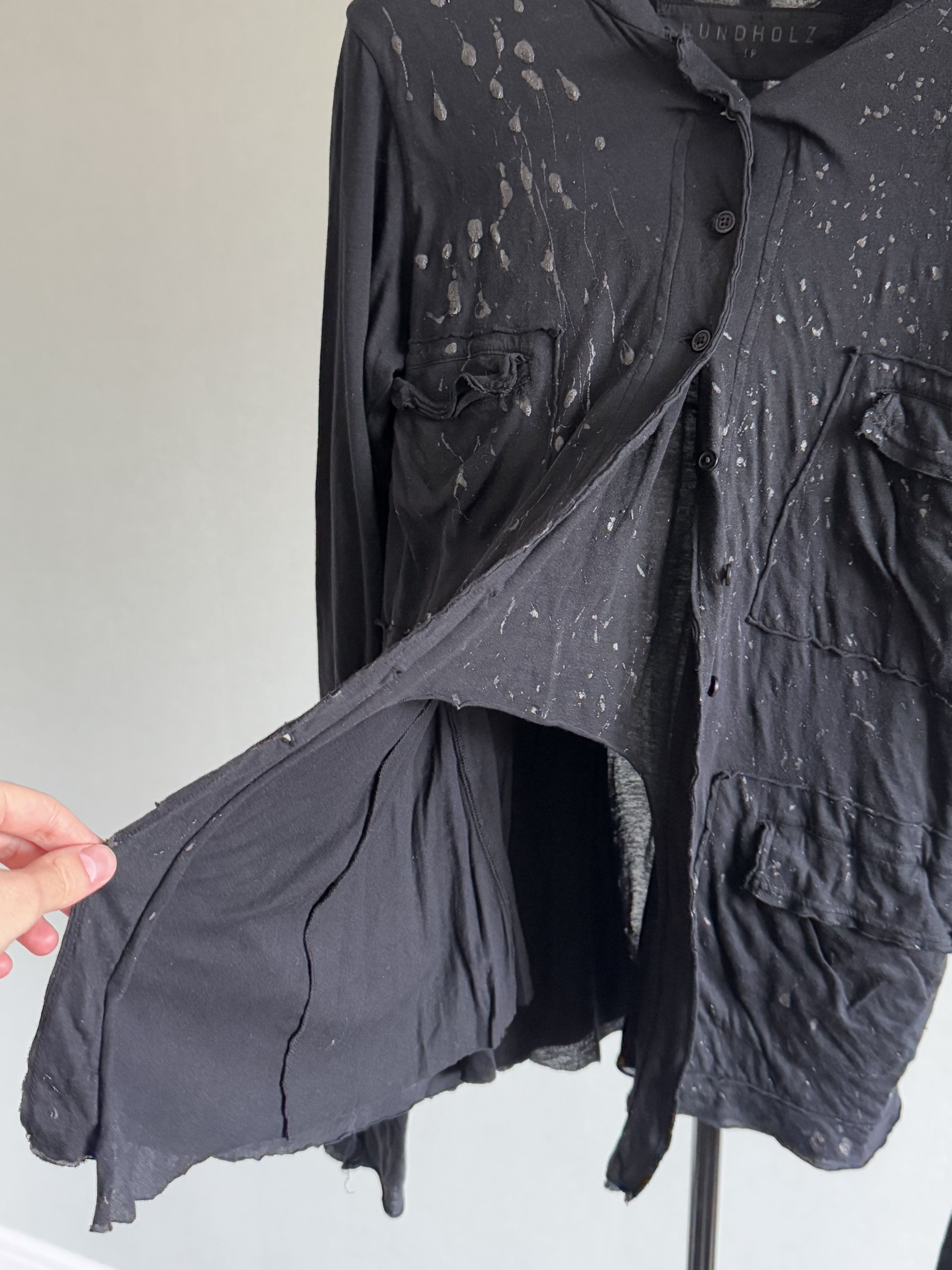 Rundholz Rundholz Dip Lagenlook Black Splattered Shirt Size M / US 6-8 / IT 42-44 - 8 Thumbnail
