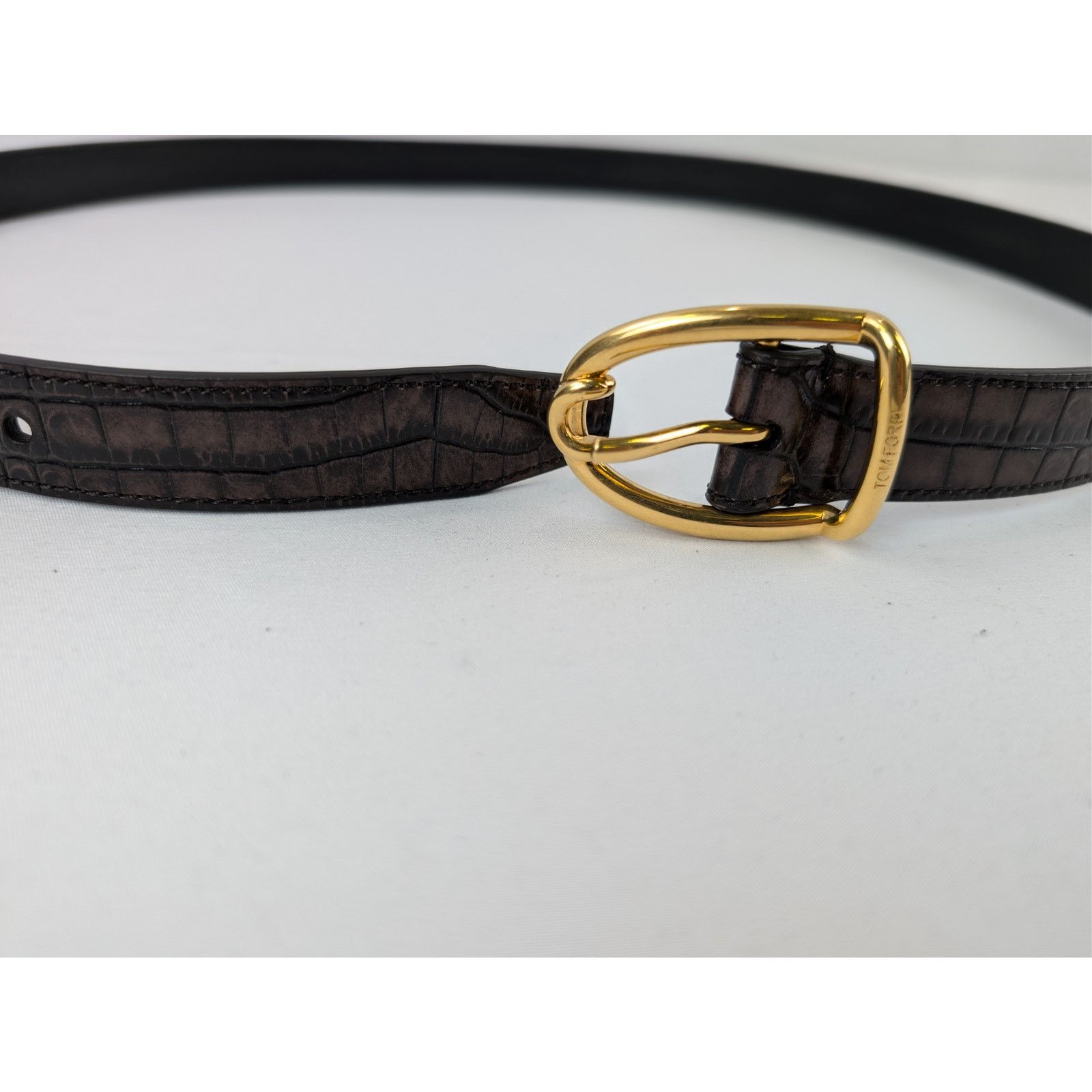 Tom Ford o1rshd1 Size: 100 / pin-buckle croc-embossed calfskin belt Size 40 - 14 Thumbnail