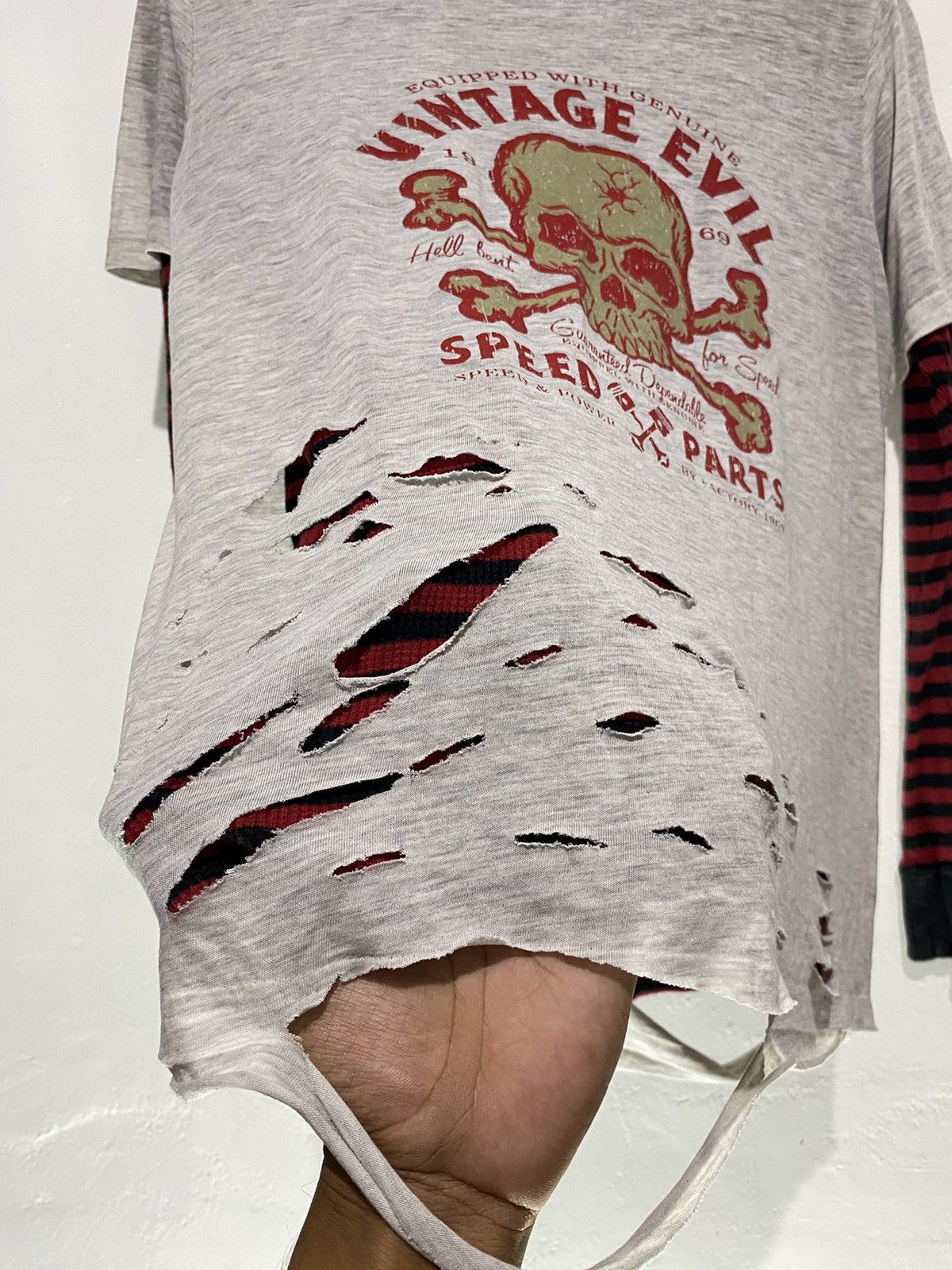 Hysteric Glamour 2in1 vintage evil speed double layers skull distressed tee Size US M / EU 48-50 / 2 - 5 Thumbnail