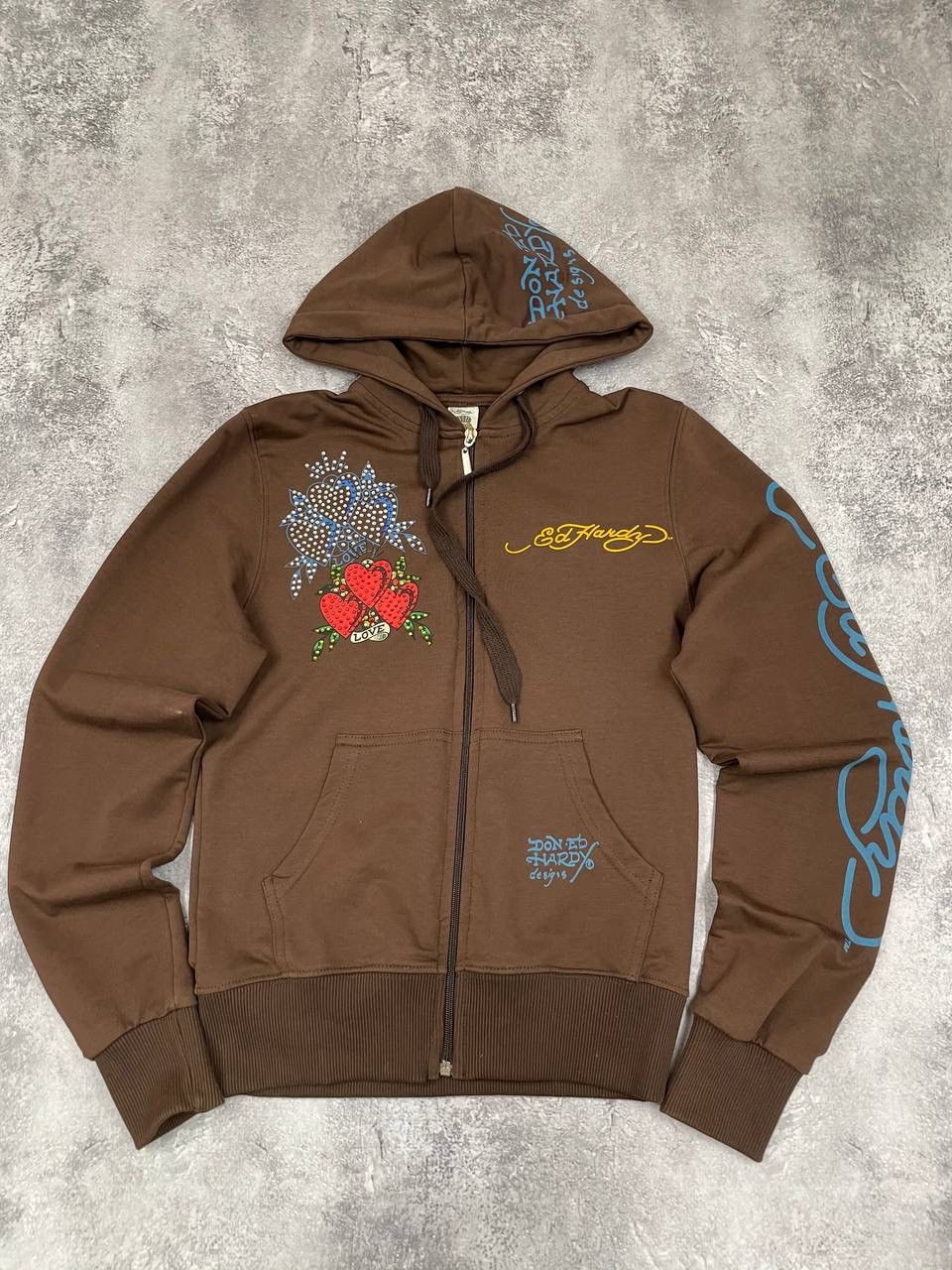 Ed Hardy Ed Hardy Women Cotton Hoodie Zip Brown Graphic Size M Size M / US 6-8 / IT 42-44 - 1 Thumbnail