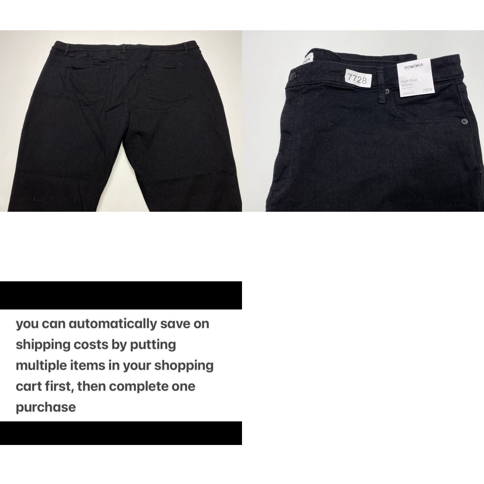 Vintage NWT Sonoma Jeans Plus 28W 48x28 Black High Rise Skinny SuperStretch Jeans Women's 28W Plus Size Sonoma Goods for Life City Jeans Size 28" / US 6 / IT 42 - 9 Thumbnail