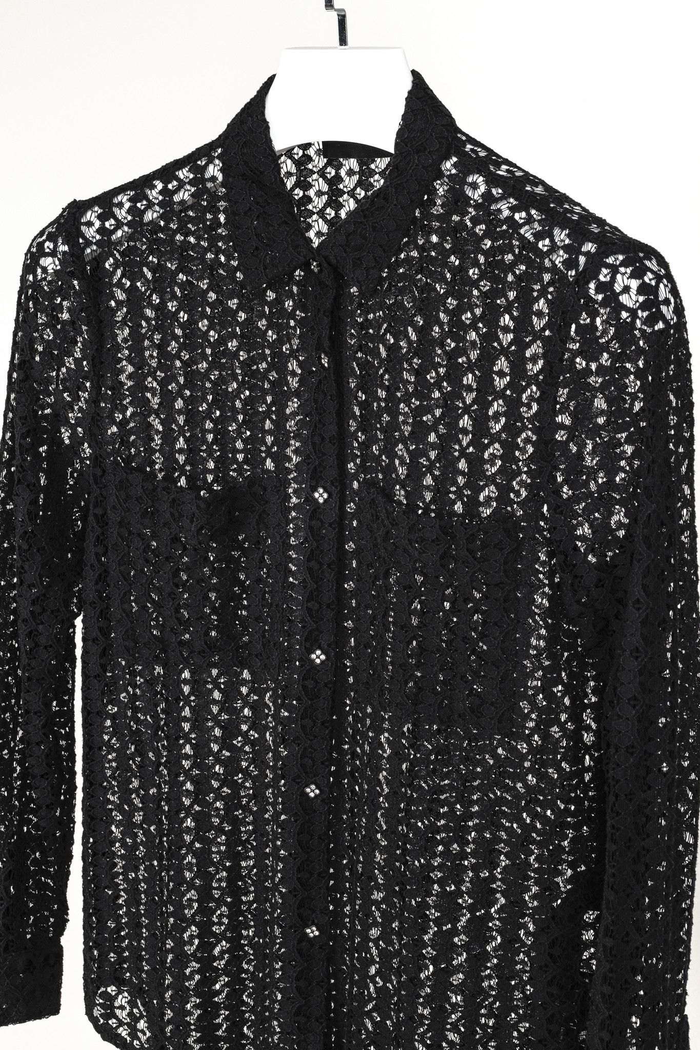 The Kooples The Kooples Black Lace Crystal-Button-Up Shirt Size XS / US 0-2 / IT 36-38 - 3 Thumbnail