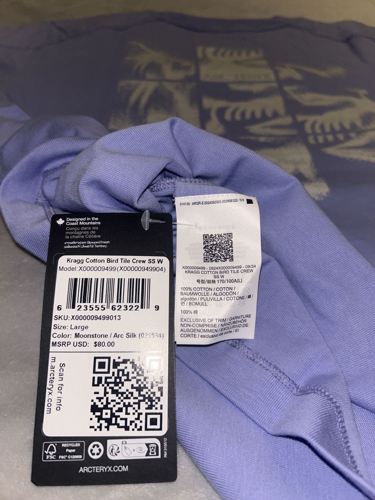 Arc'teryx Arcteryx Lilac Cotton Tee Shirt Size L / US 10 / IT 46 - 6 Thumbnail