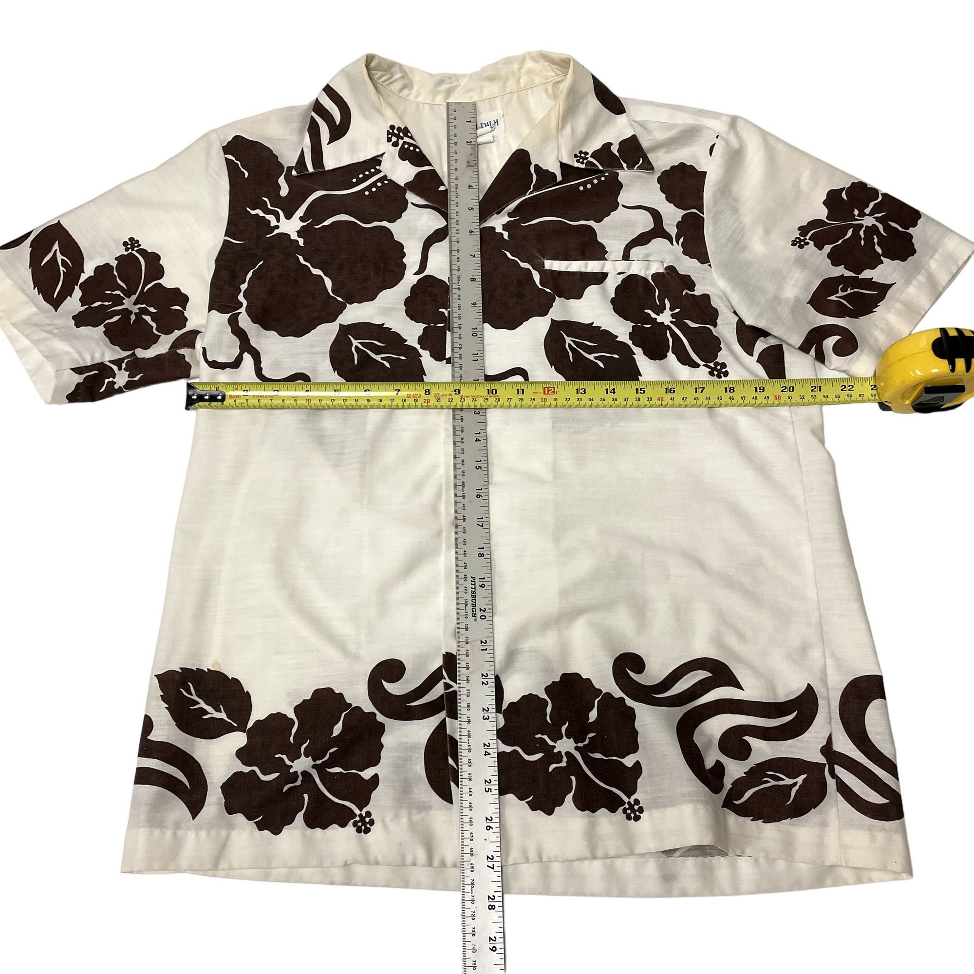 Unkwn 70s Royal Palm MOD White Brown FLORAL Butterfly Collar Shirt Size US L / EU 52-54 / 3 - 6 Thumbnail
