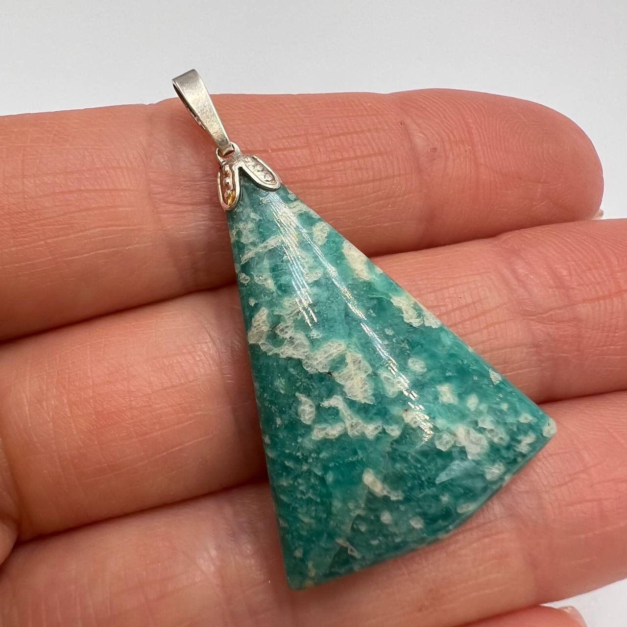 Vintage Vintage Pendant Sterling Silver 925 Amazonite Gemstone Size ONE SIZE - 7 Thumbnail