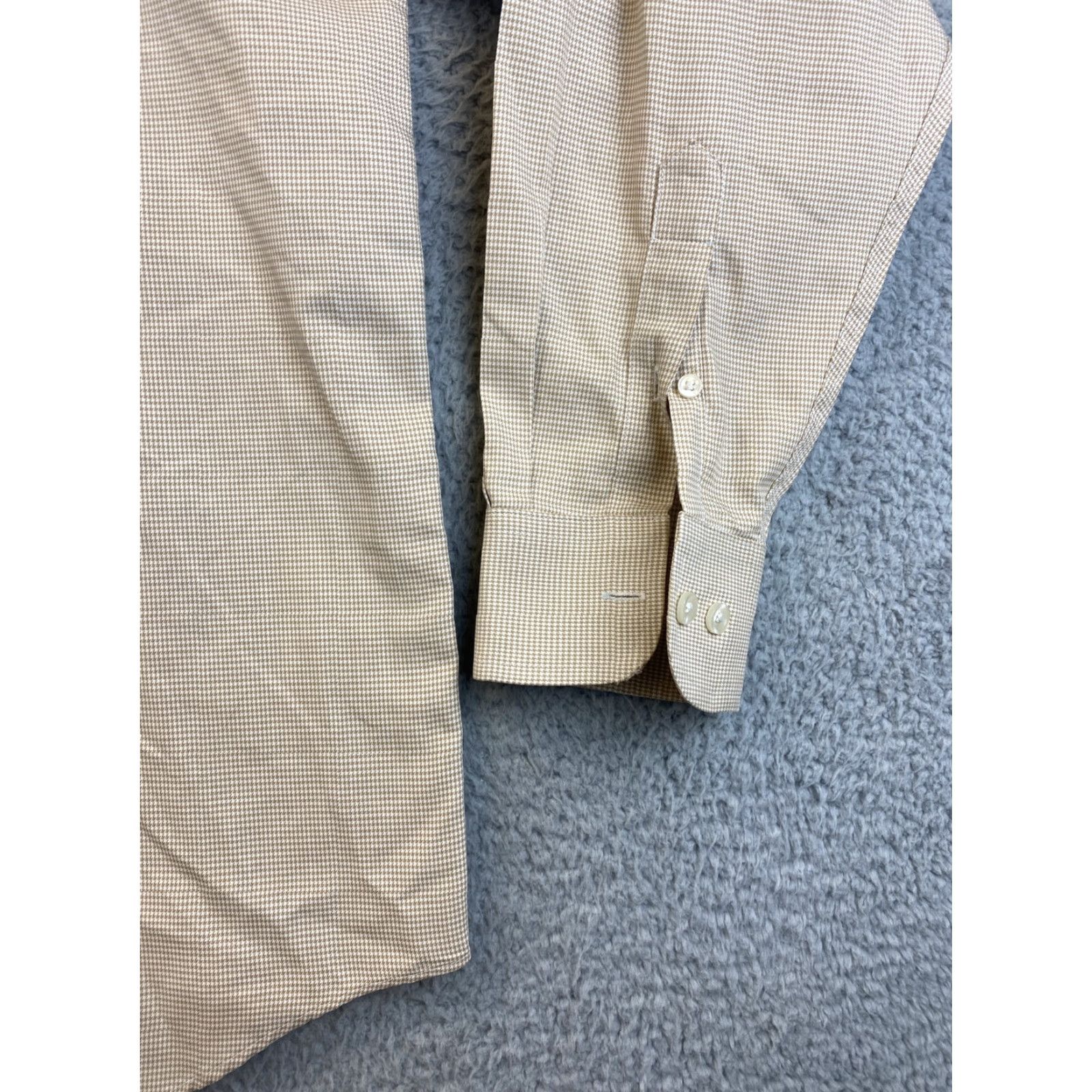 Roundtree & Yorke Roundtree & Yorke Gold Label Dress Shirt Mens L Beige 100% Cotton Button-Down Long Sleeve Size 42R - 2 Thumbnail