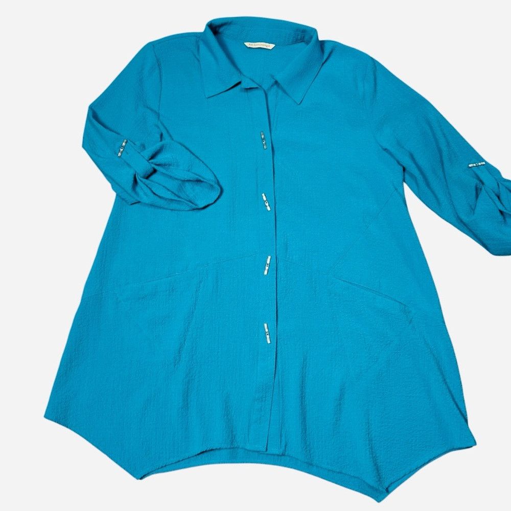 Soft Surroundings Soft Surroundings Teal Button Down Tunic Size L Size L / US 10 / IT 46 - 5 Thumbnail