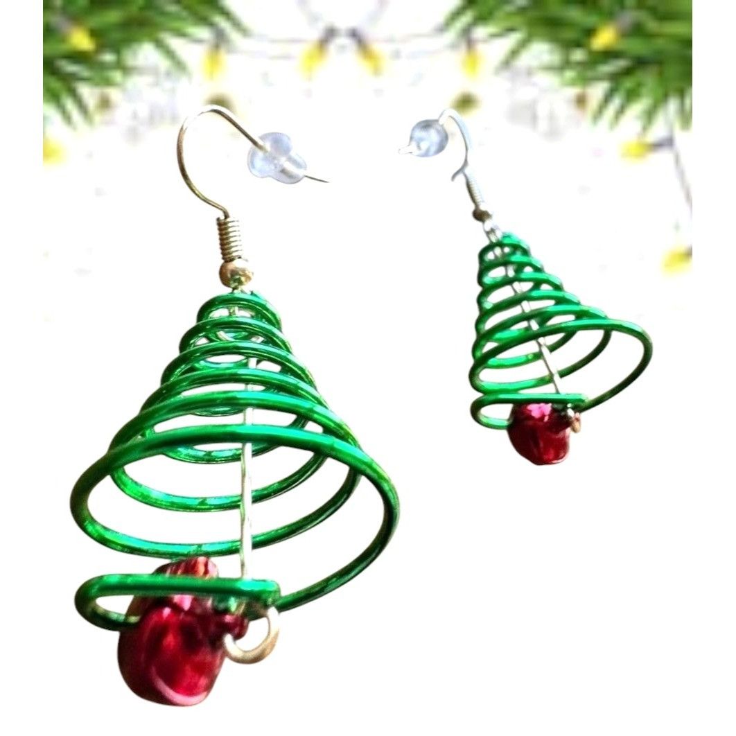 Handmade Christmas Tree Earrings Jingle Bells New Dangle Hooks Size ONE SIZE - 9 Thumbnail