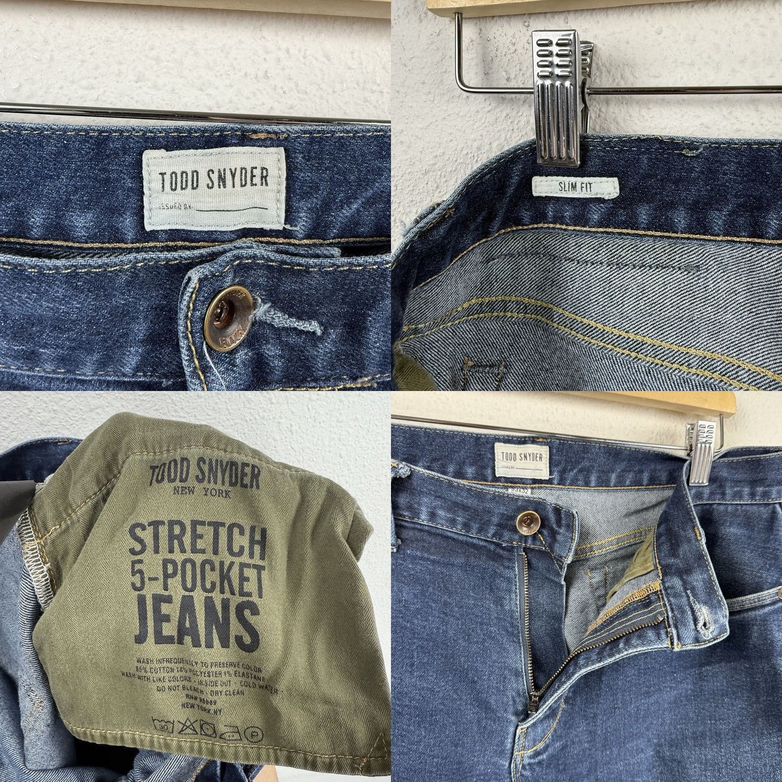 Todd Snyder Todd Snyder Jeans Men 33x31 Blue Slim Fit Stretch 5-Pocket Denim Size US 33 - 8 Thumbnail