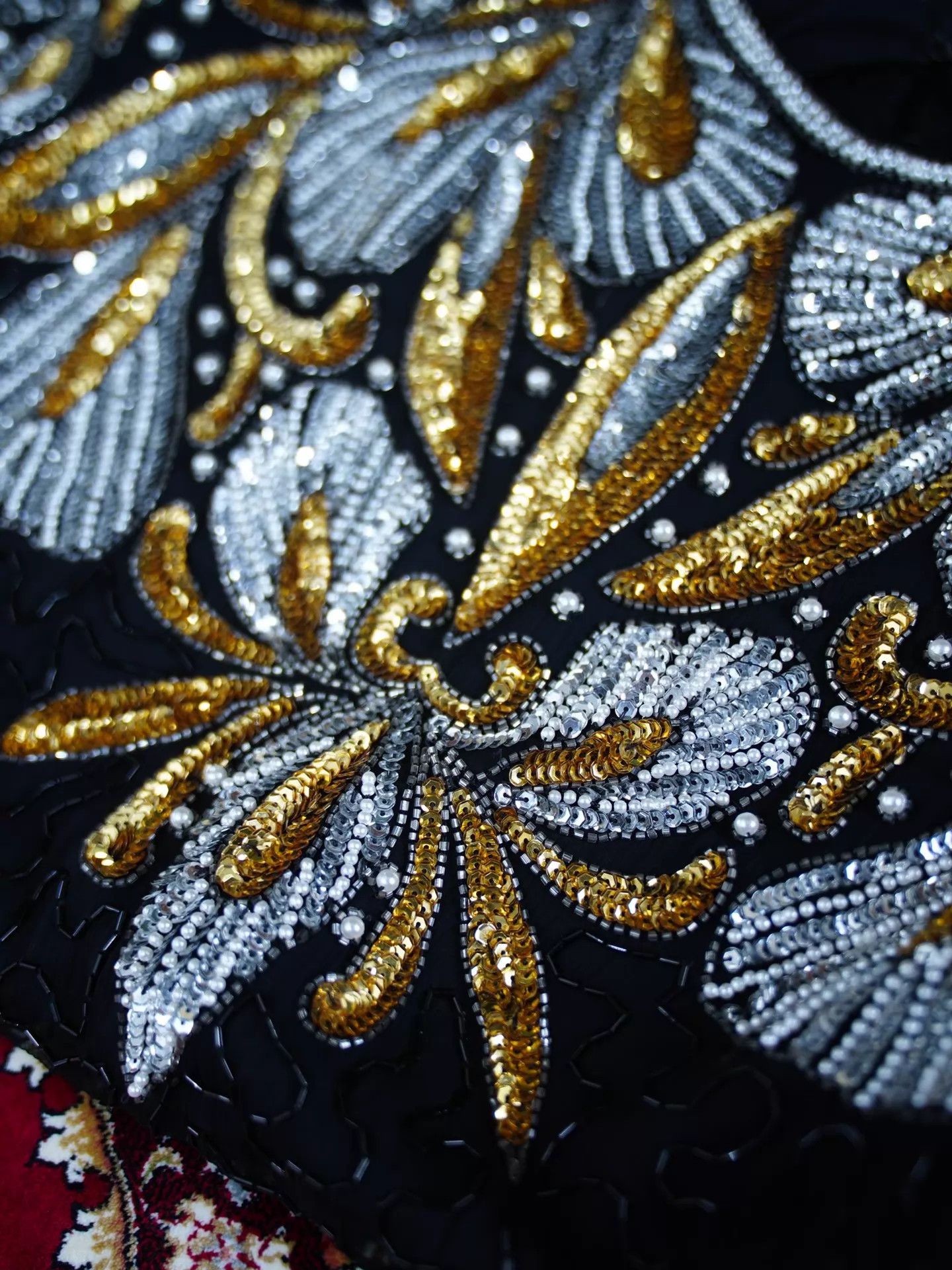 Other US Vintage Heavy Beaded Black & Gold Pearl Women's M Dress Size M / US 6-8 / IT 42-44 - 4 Thumbnail