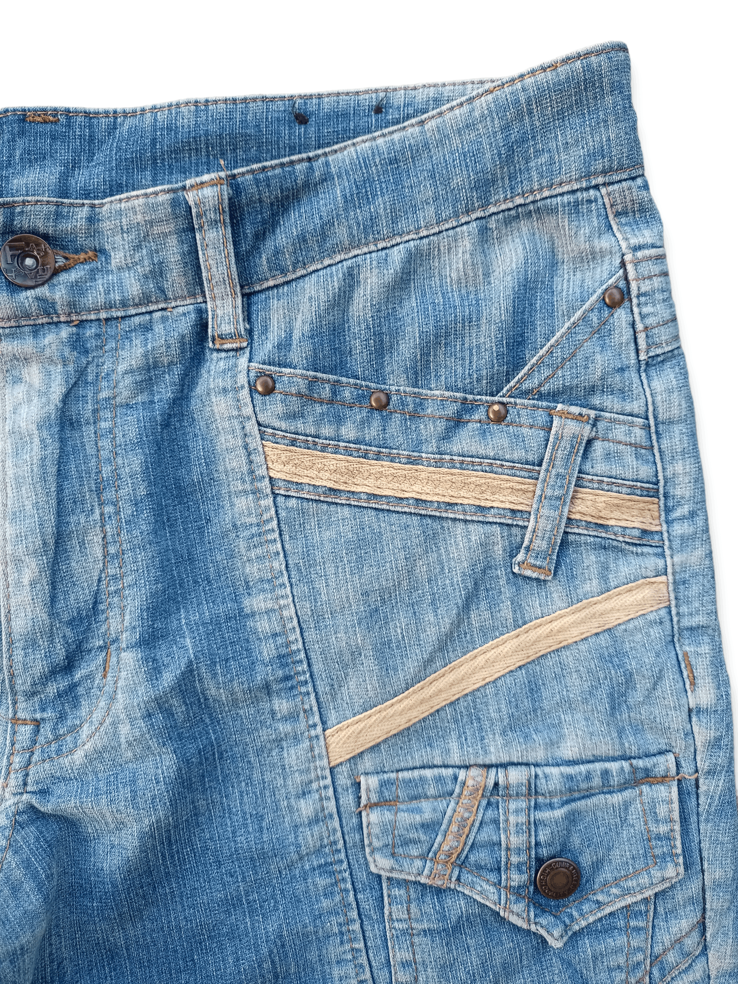 Japanese Brand Vintage Japanese Brand Distressed Flare Denim Bush Pants Size US 33 - 5 Thumbnail